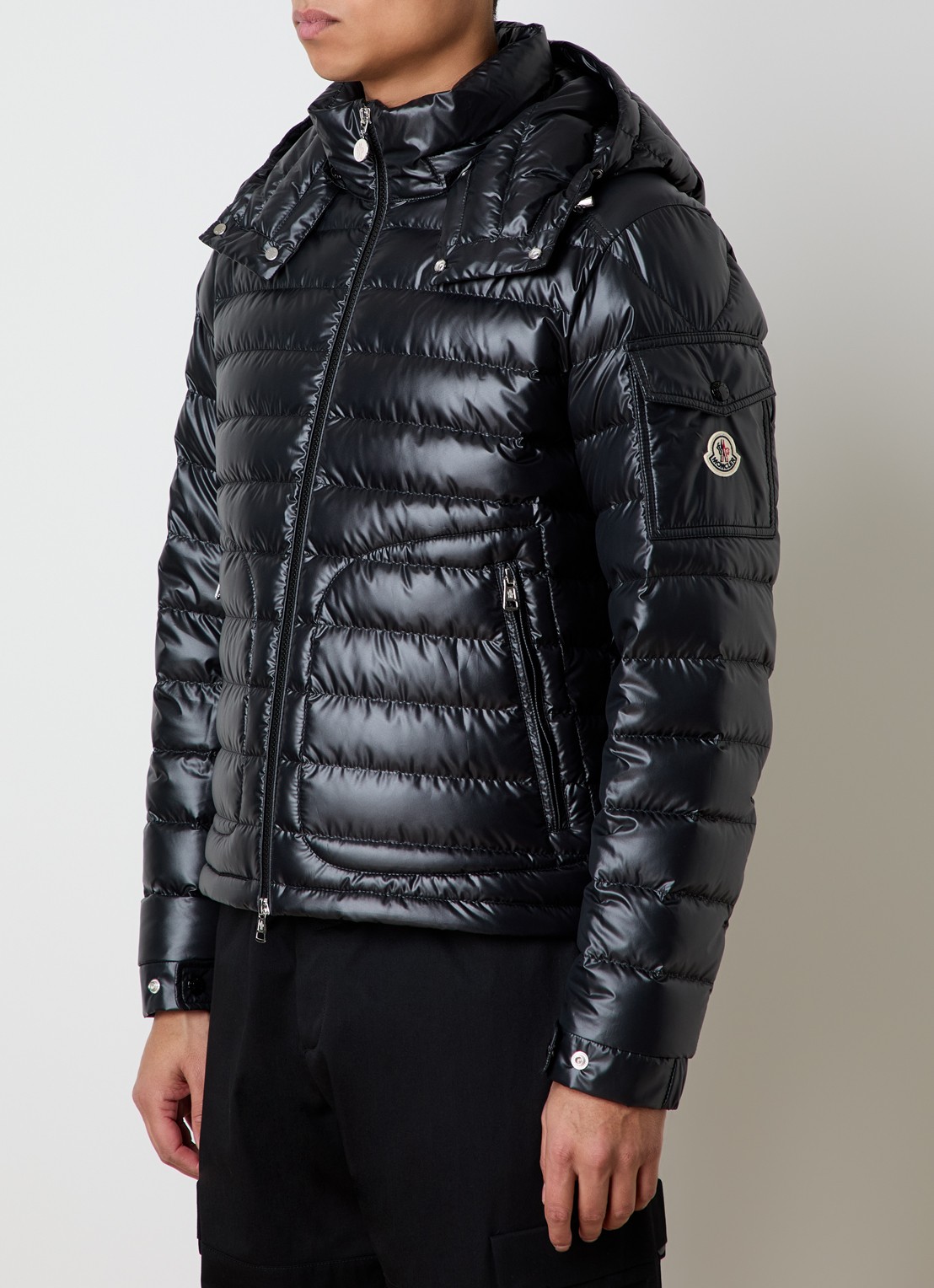 Moncler Lauros gewatteerd jack met donsvulling en afneembare capucon - detail 4 zwart