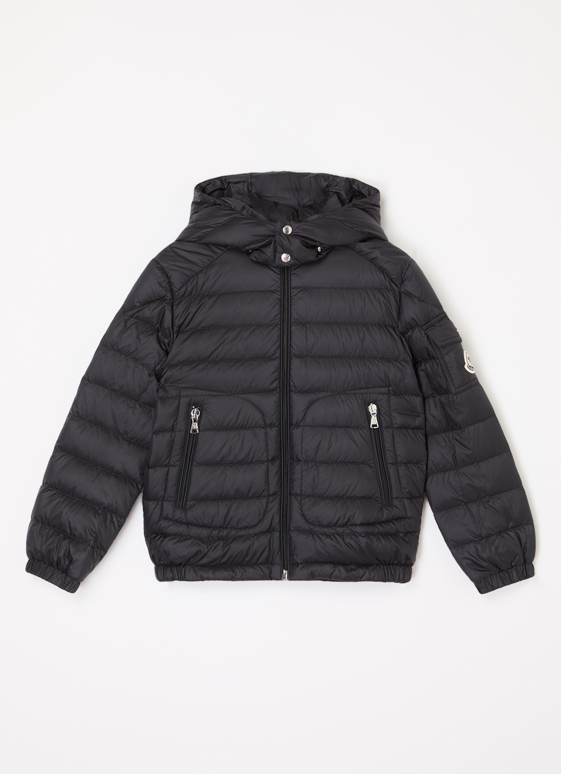 Moncler Lauros gewatteerde jas met donsvulling en afneembare capuchon - voorkant 2 zwart