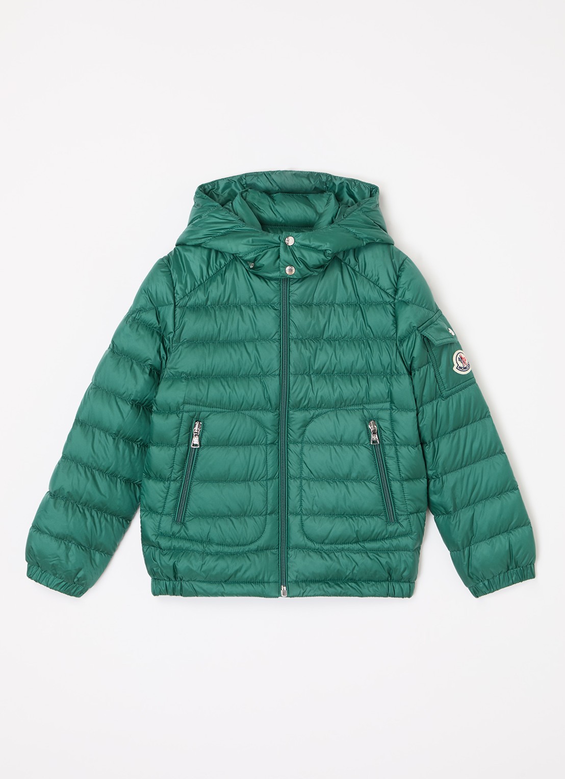 Moncler Lauros gewatteerde jas met donsvulling en afneembare capuchon - voorkant 2 groen