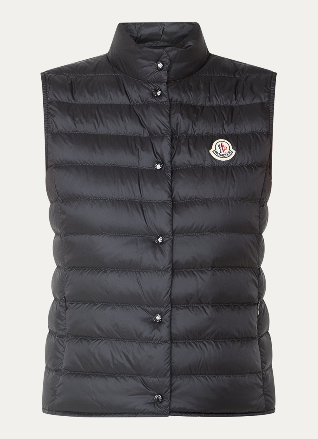 Moncler Liane gewatteerde bodywarmer met donsvulling en logo - voorkant 2 zwart