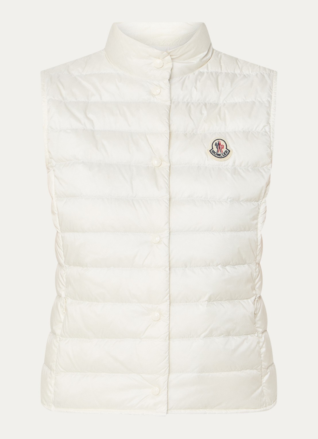 Moncler Liane gewatteerde bodywarmer met donsvulling en logo - voorkant 2 gebroken wit