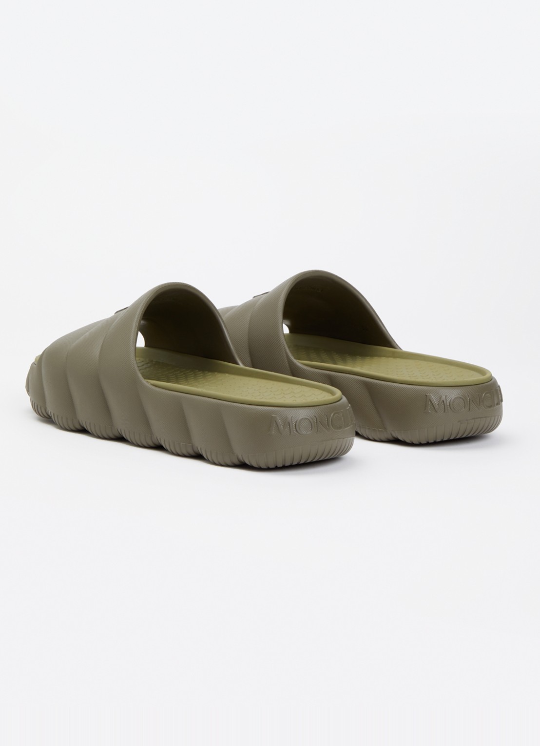 Moncler Lilo slipper met logo - achterkant 2 bronsgroen