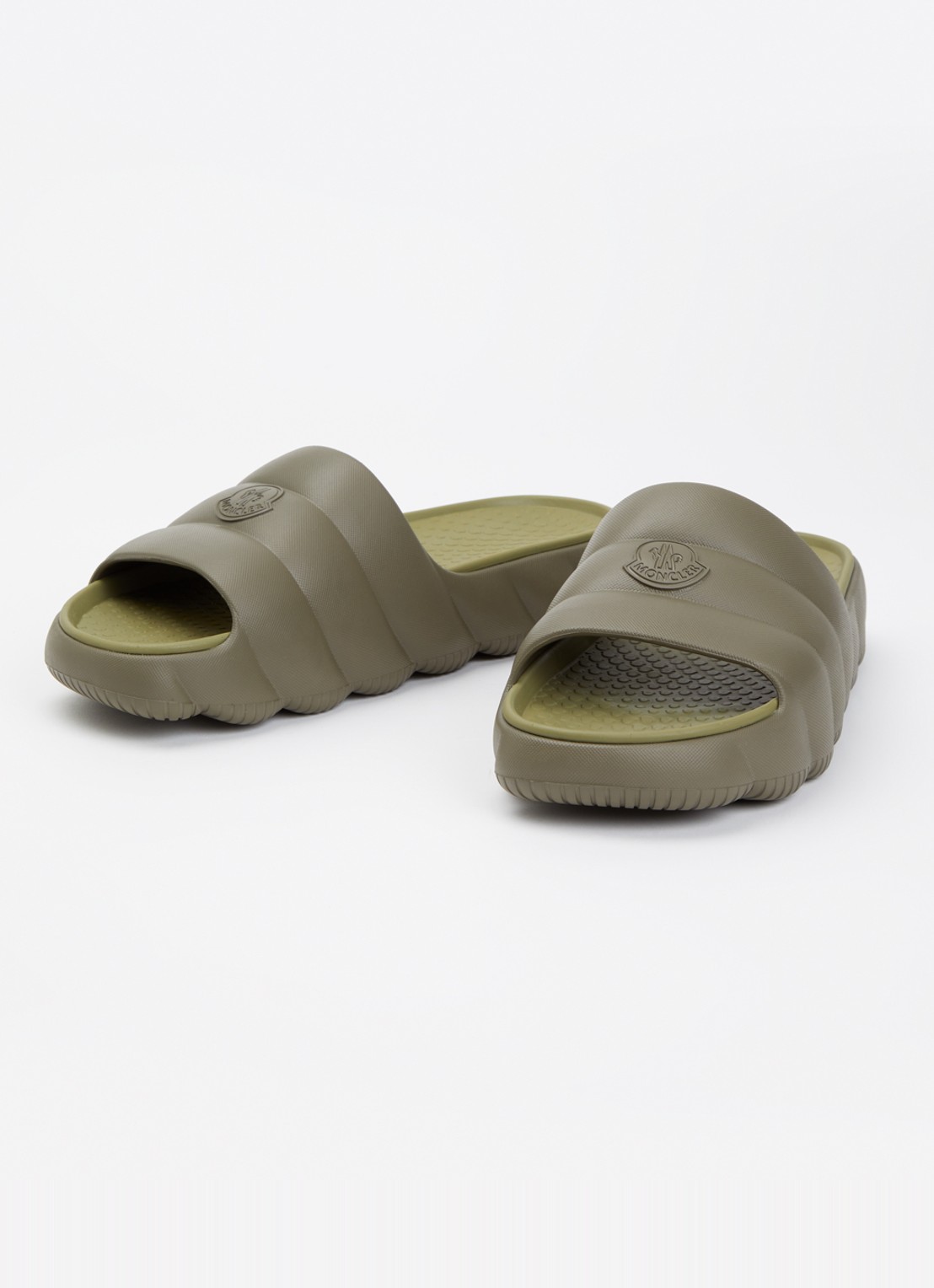 Moncler Lilo slipper met logo - detail 3 bronsgroen