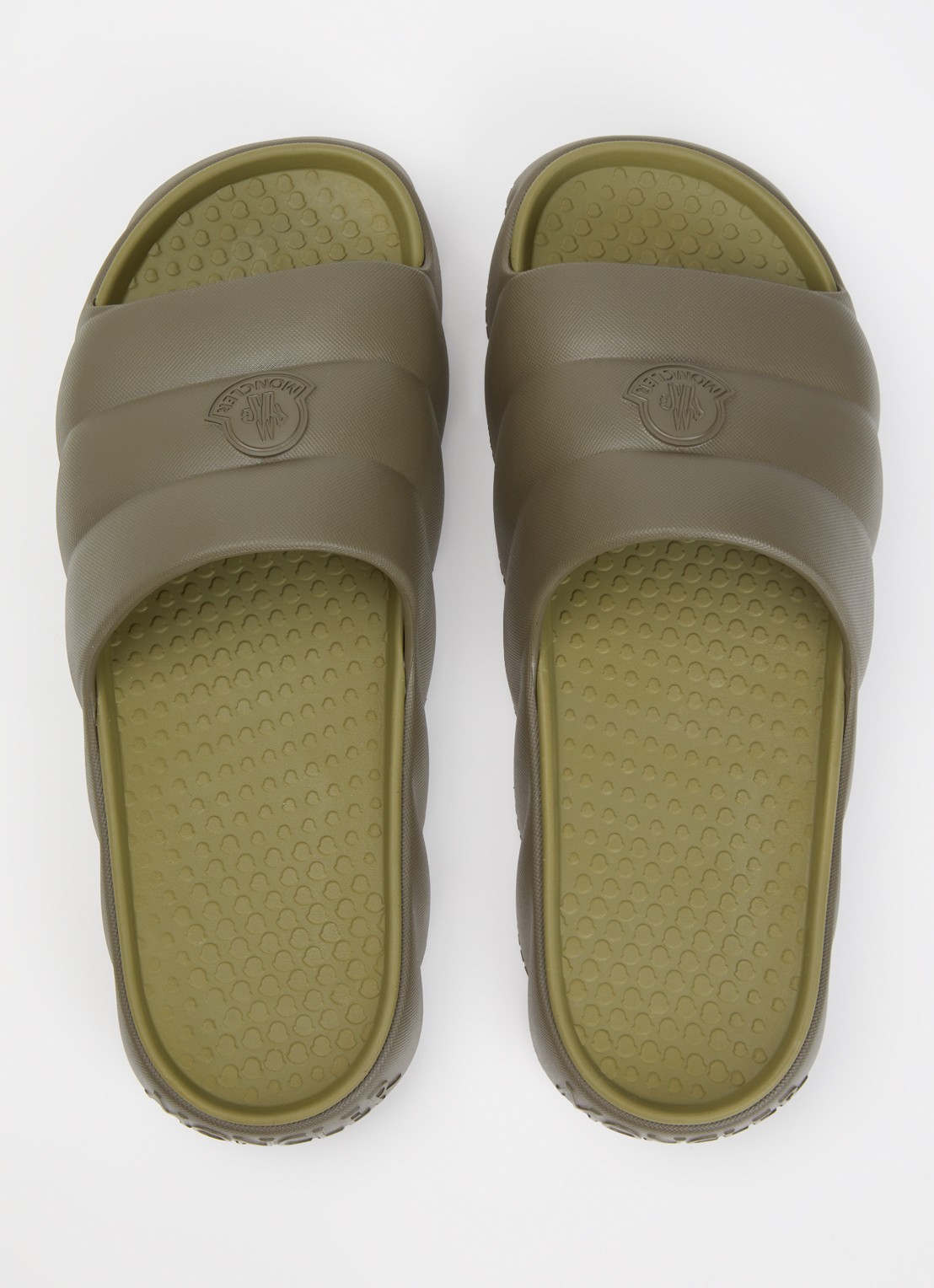 Moncler Lilo slipper met logo - detail 4 bronsgroen