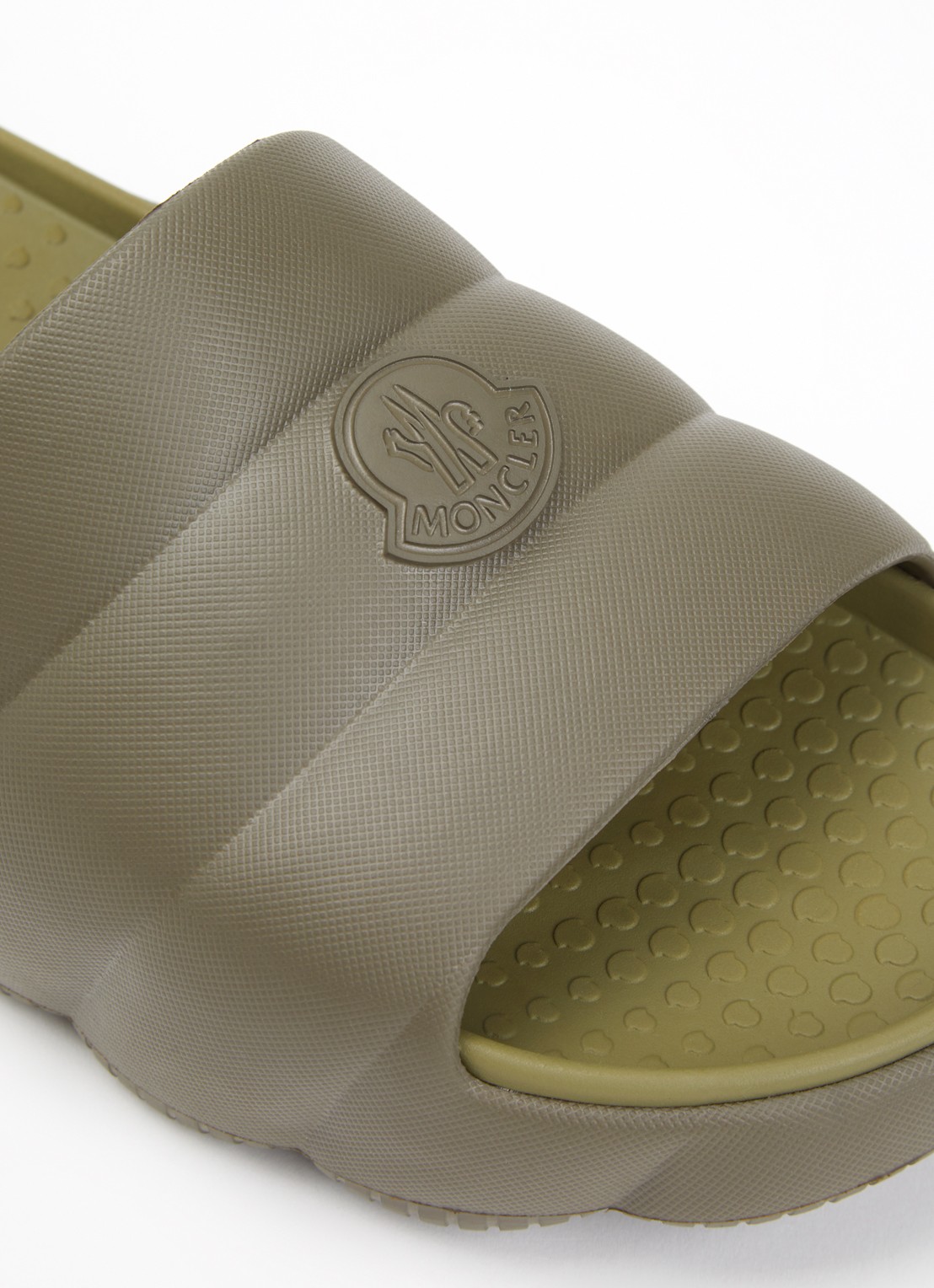 Moncler Lilo slipper met logo - detail 6 bronsgroen