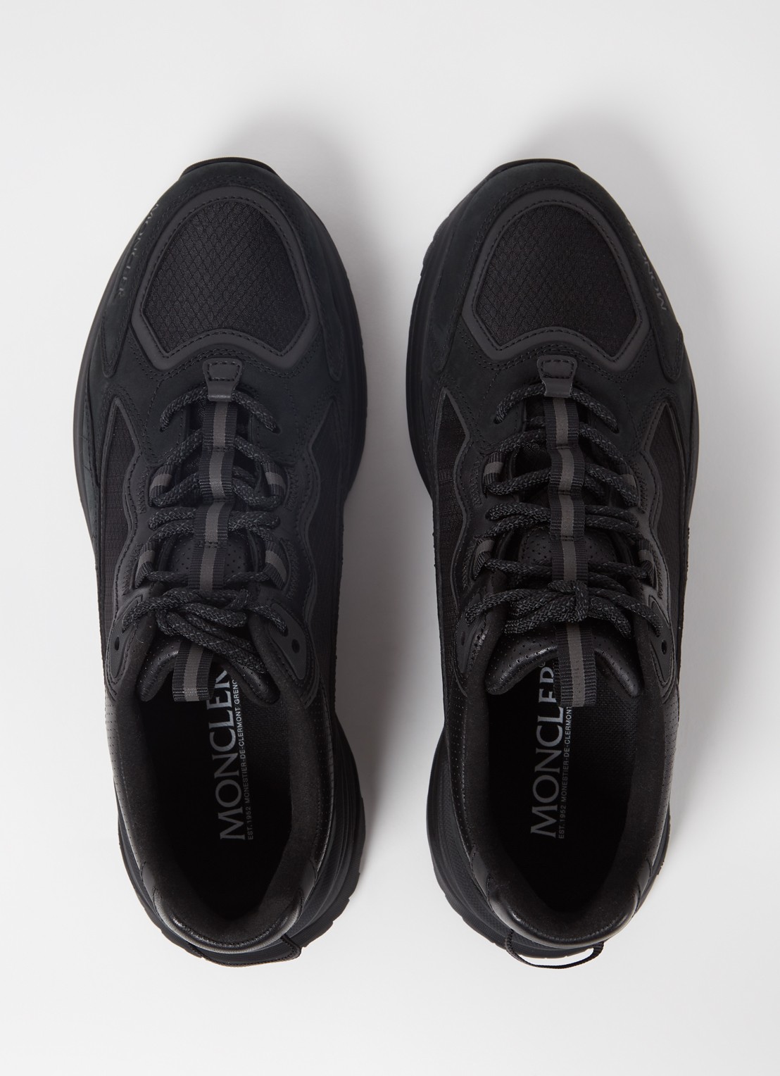Moncler Lite Runner sneaker met leren details - detail 3 zwart