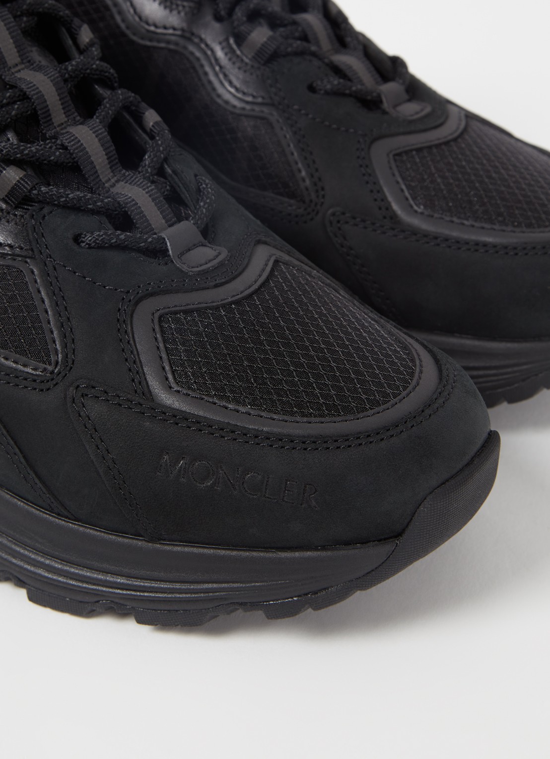 Moncler Lite Runner sneaker met leren details - detail 4 zwart