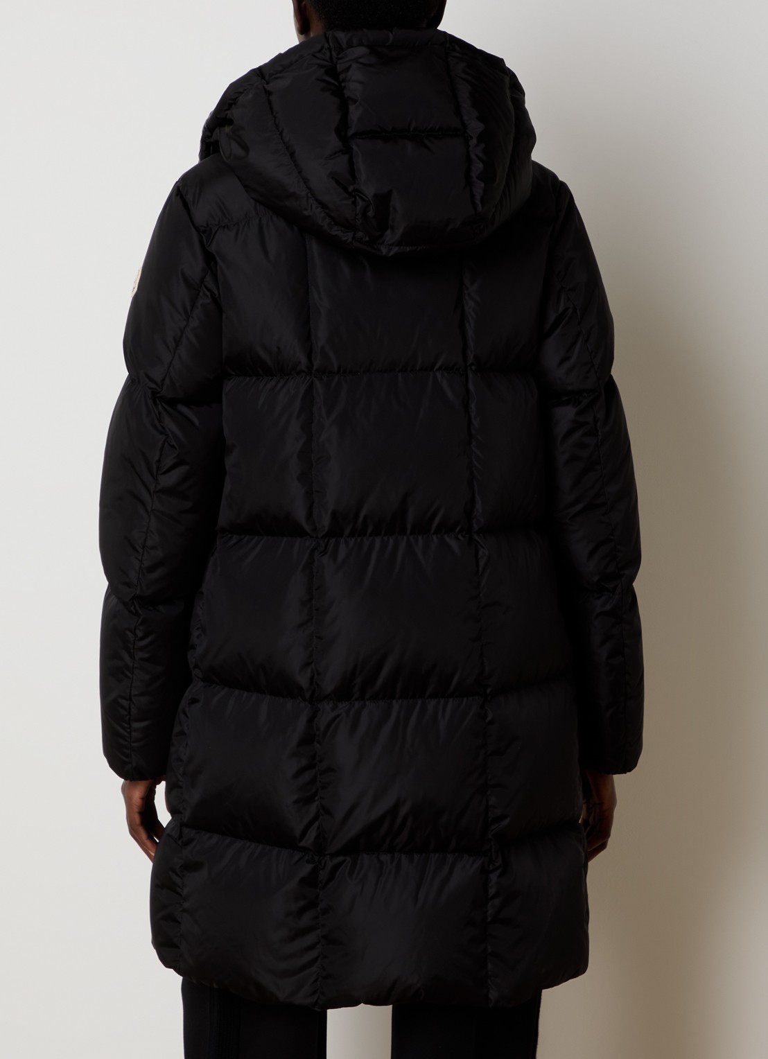 Moncler Litte puffer jas met donsvulling en afneembare capuchon - achterkant zwart