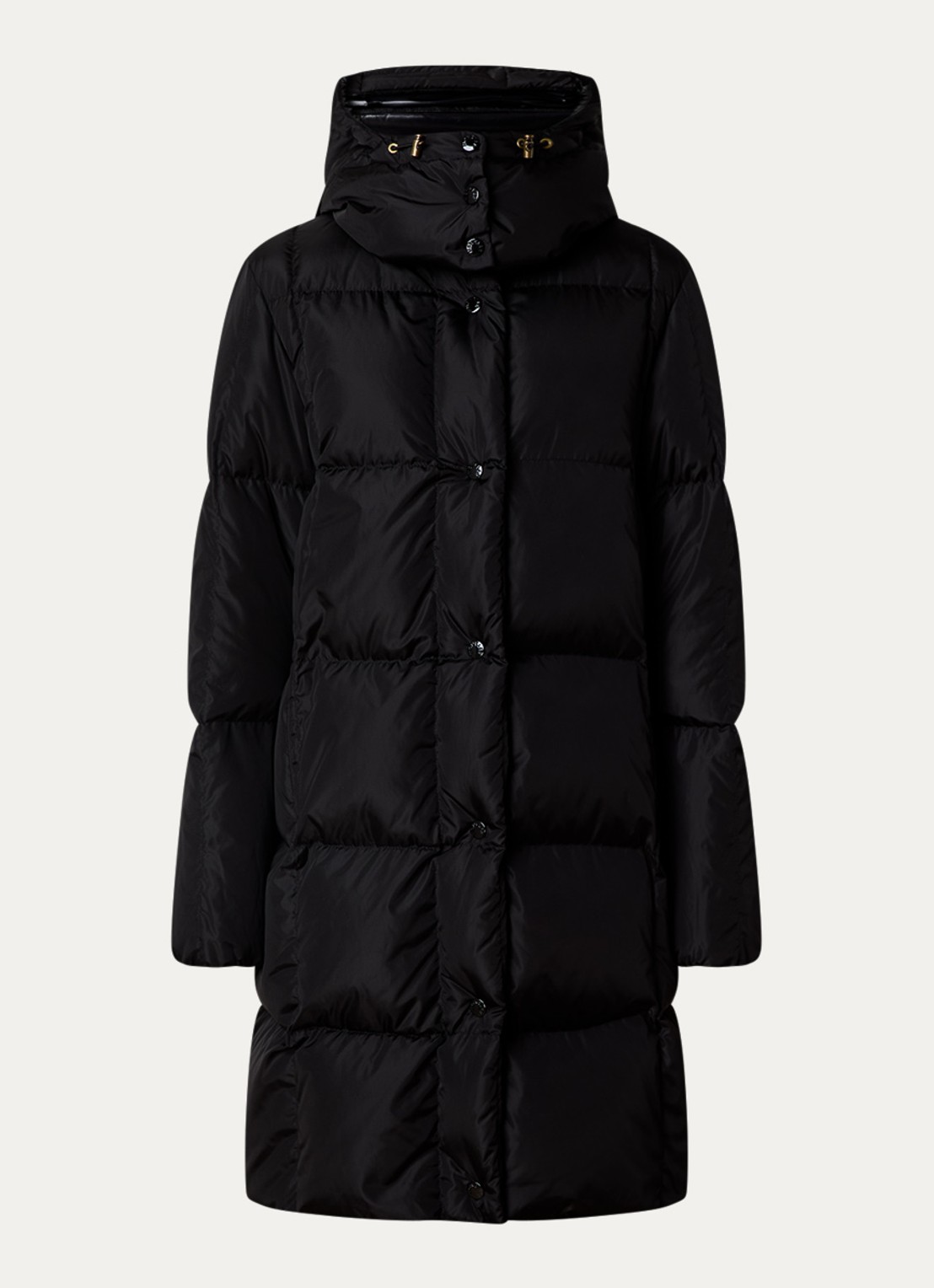 Moncler Litte puffer jas met donsvulling en afneembare capuchon - voorkant 2 zwart