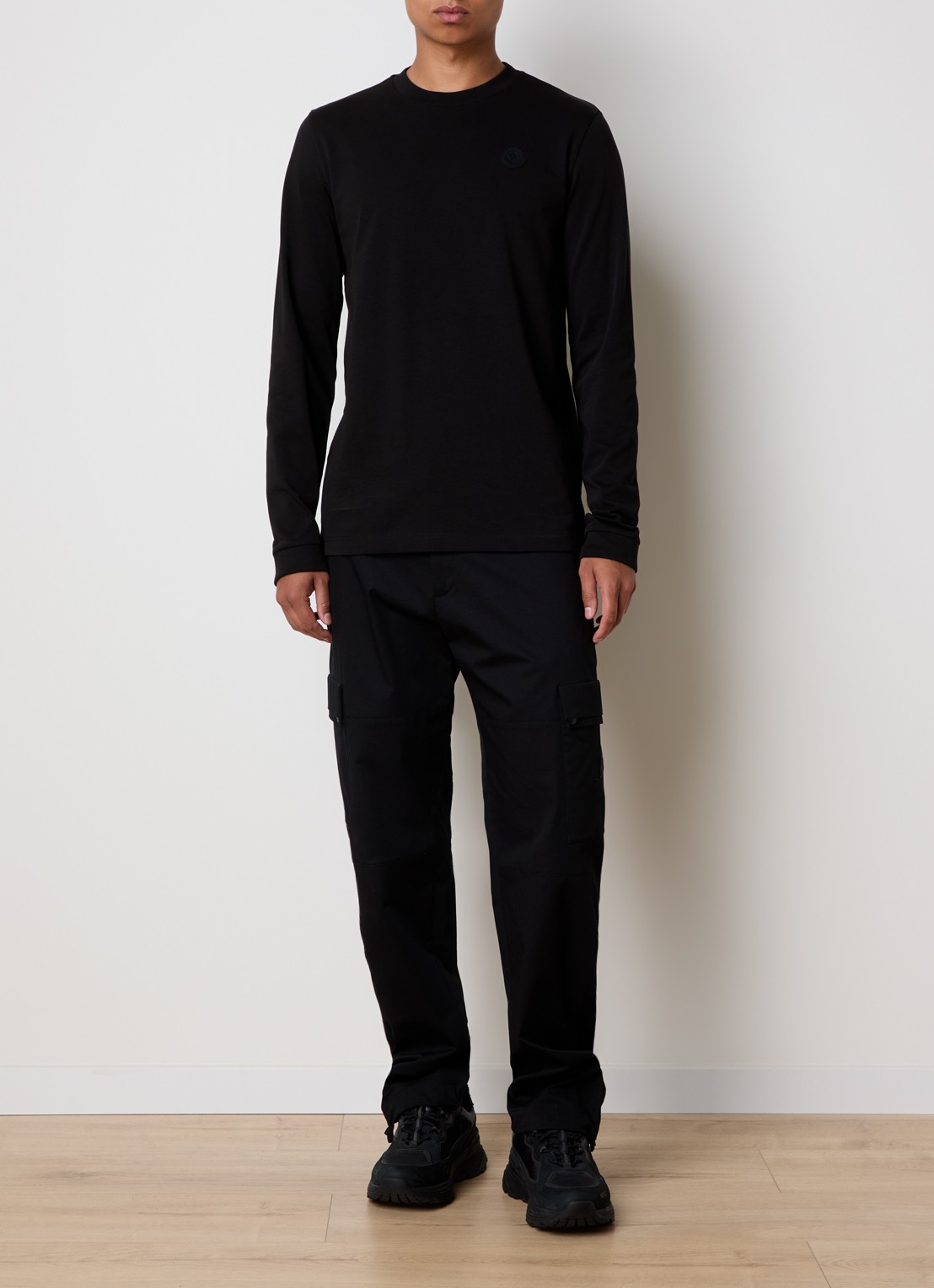 Moncler Longsleeve met logo- en backprint  - voorkant 3 zwart