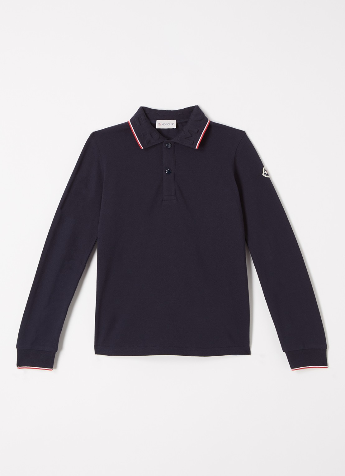 Moncler Longsleeve polo met logo - voorkant blauw