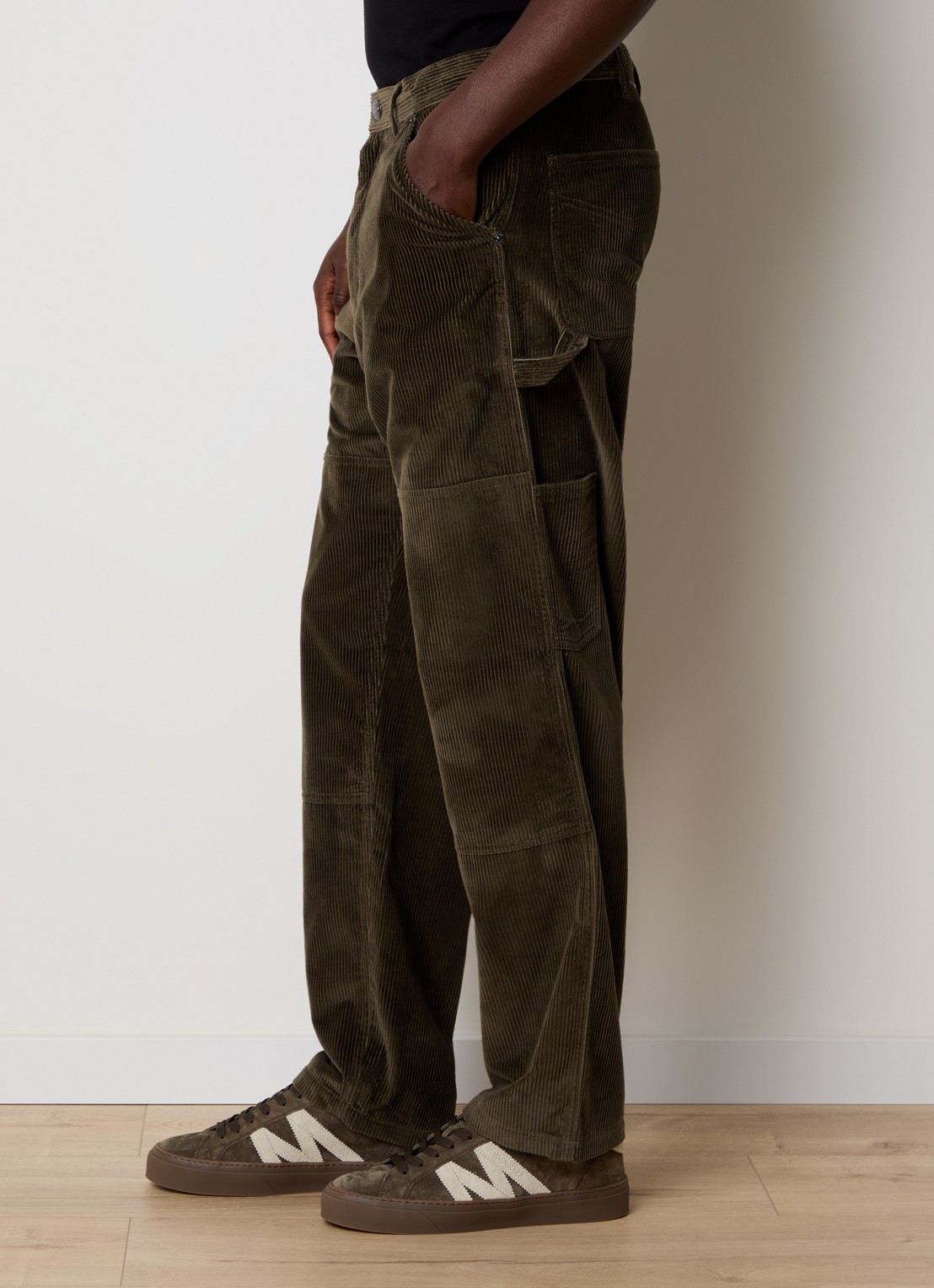 Moncler Loose fit cargobroek van corduroy met steekzakken  - detail 2 bronsgroen
