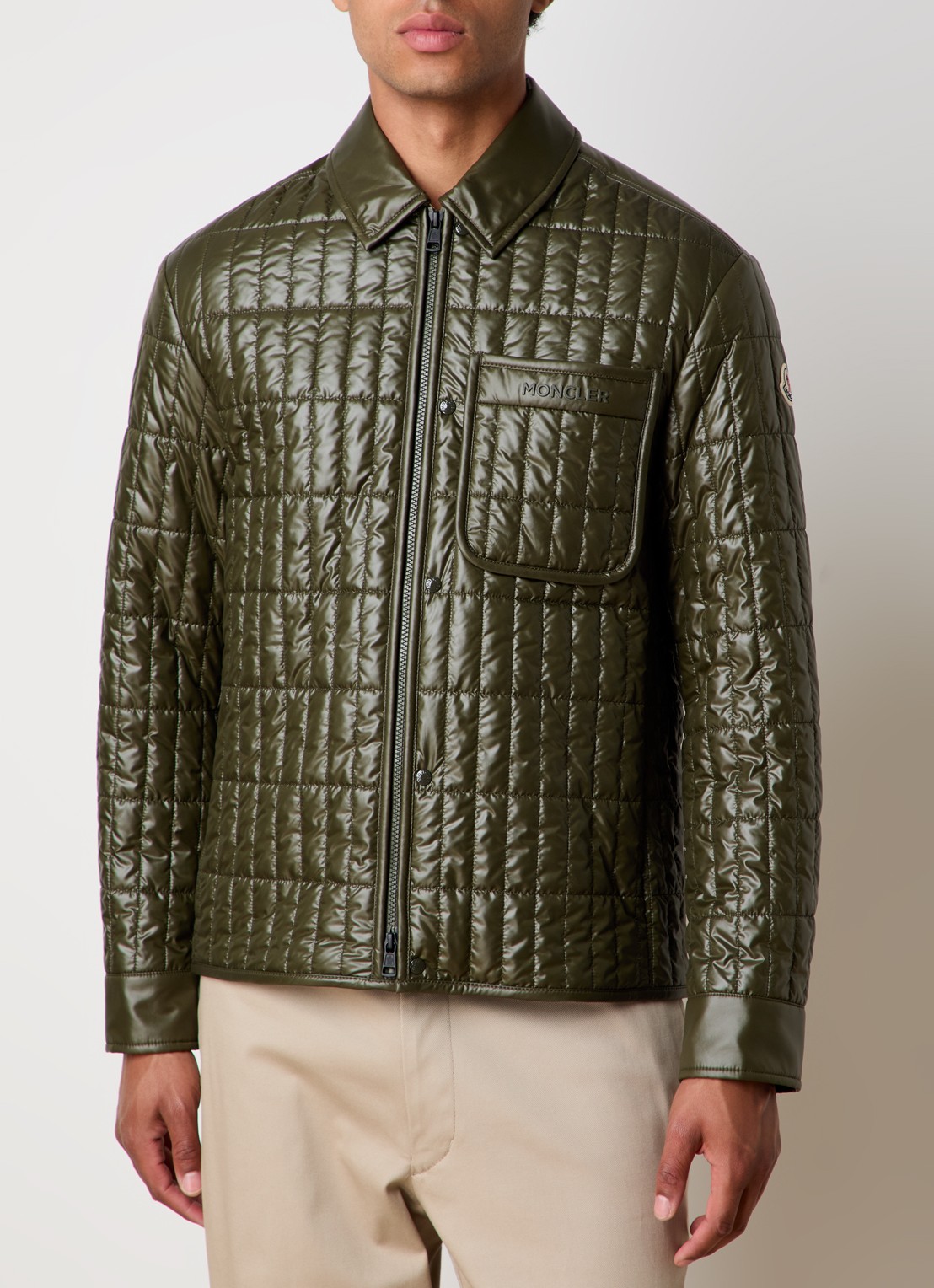 Moncler Madiere quilted jack met ritszakken - detail bronsgroen