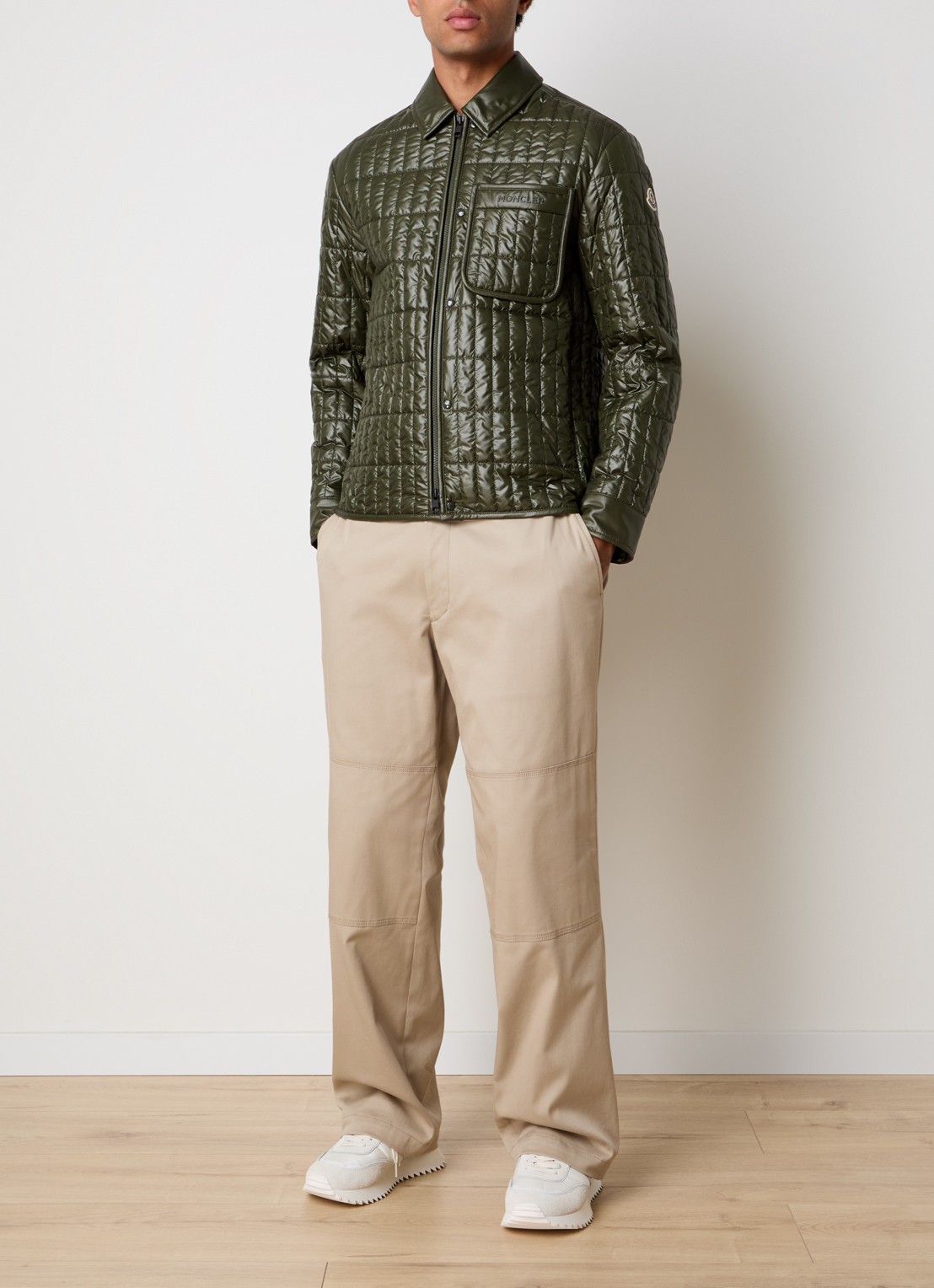 Moncler Madiere quilted jack met ritszakken - voorkant 5 bronsgroen