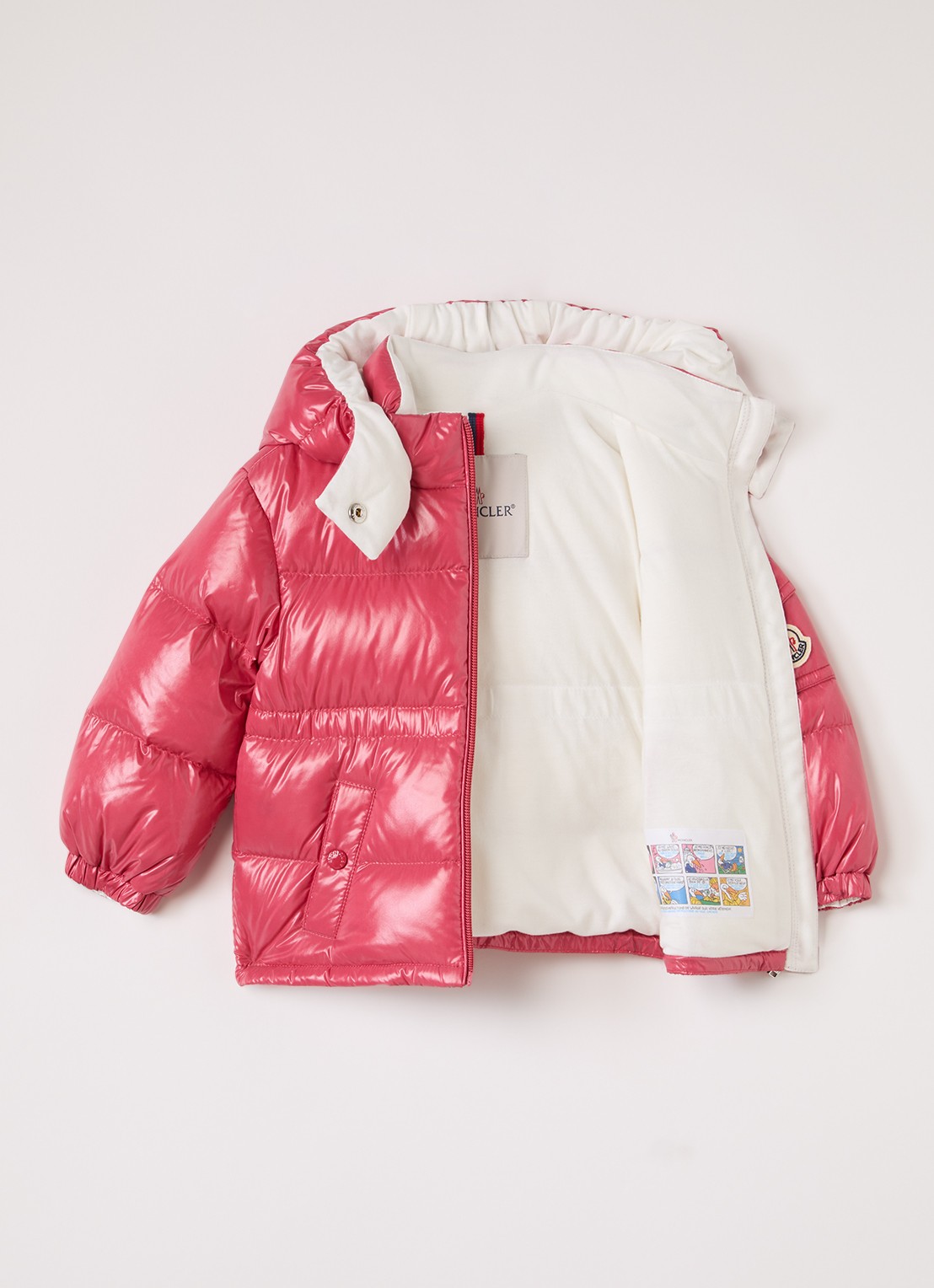 Moncler Maire puffer jack met donsvulling  - voorkant 2 koraalrood