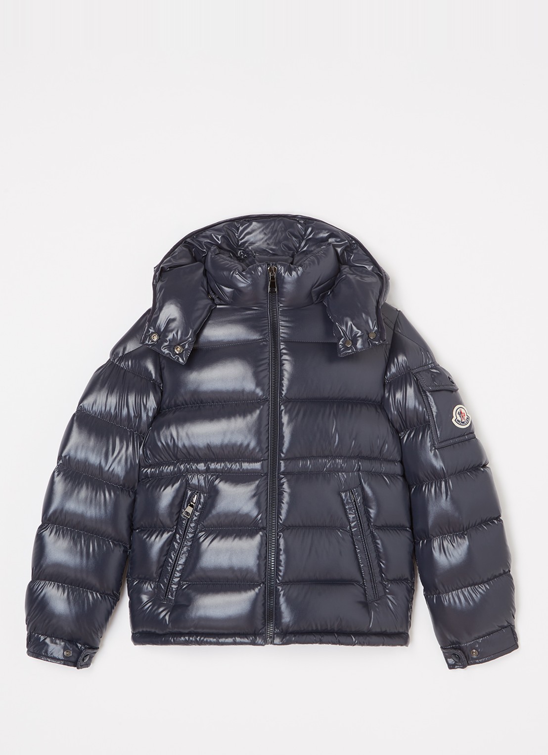Moncler Maire puffer jas met donsvulling en afneembaar capuchon - voorkant 2 lichtblauw
