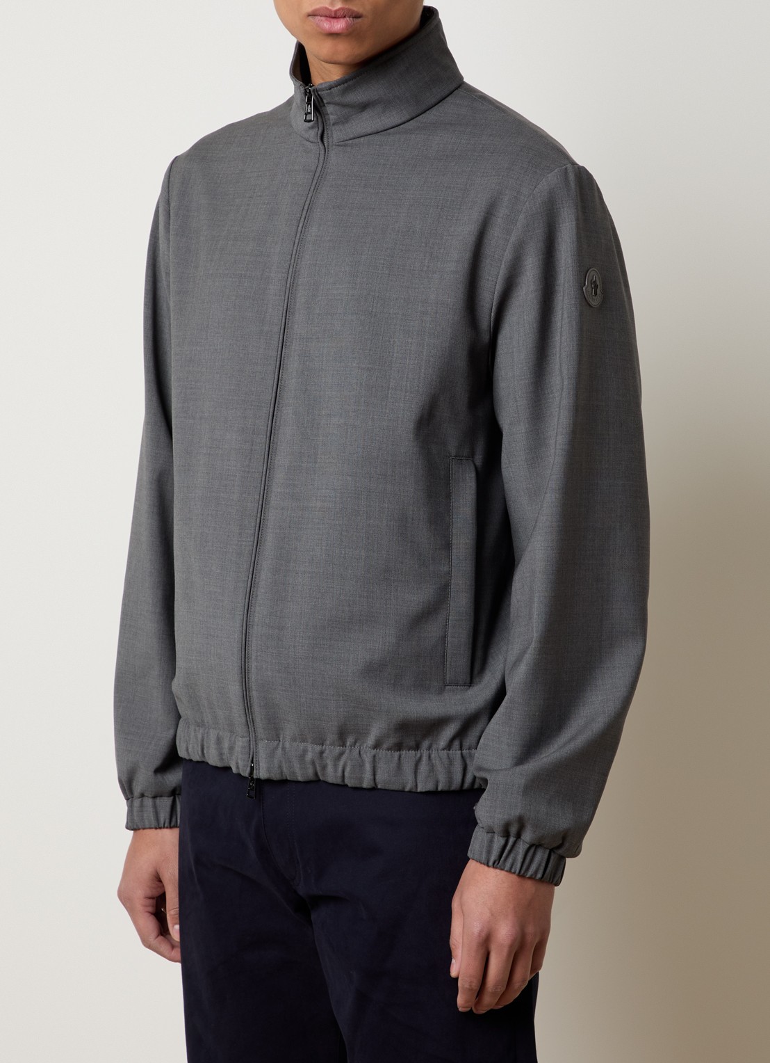 Moncler Malavat jack van scheerwol met ritszakken en logo - detail 2 middengrijs
