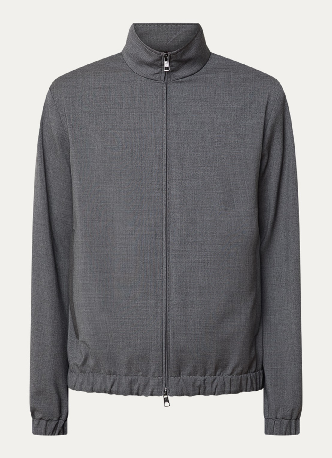Moncler Malavat jack van scheerwol met ritszakken en logo - voorkant 5 middengrijs