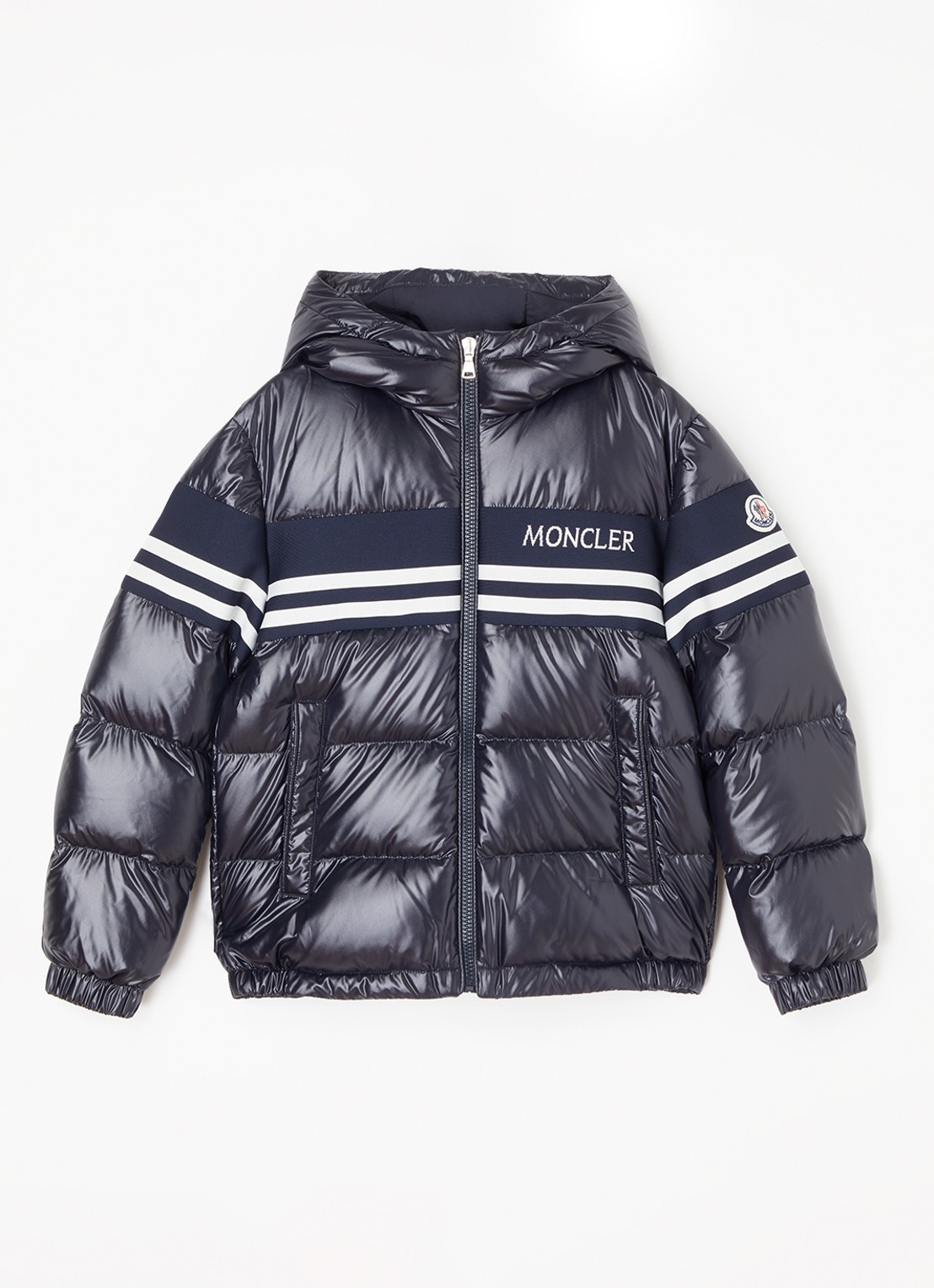 Moncler Mangal puffer jack met donsvulling en capuchon - voorkant 2 donkerblauw