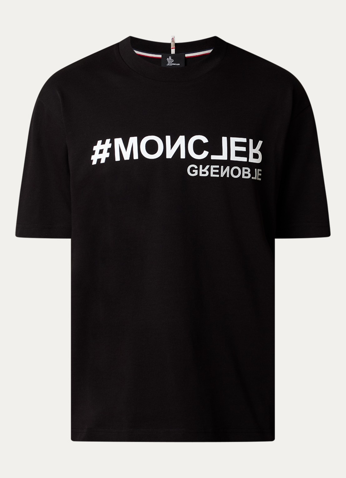 Moncler Manica Corta T-shirt met logo - voorkant 4 zwart