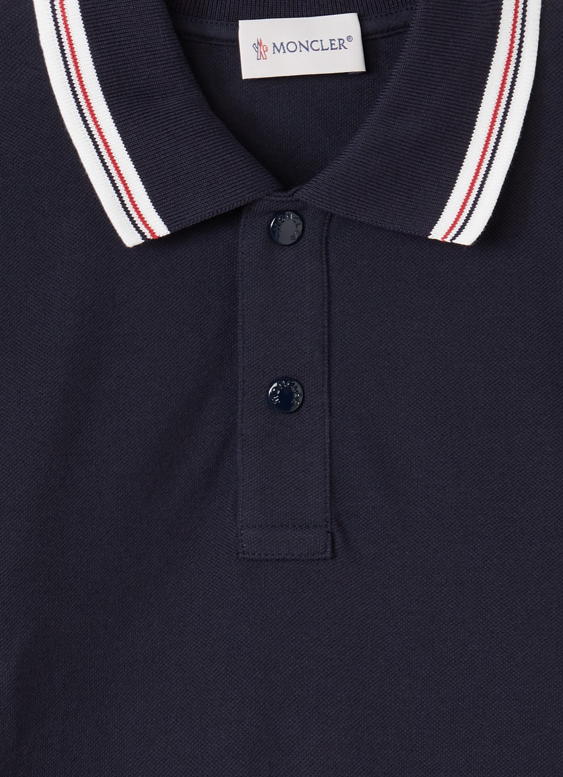 Moncler Maniche polo van piqué katoen met logo - detail donkerblauw