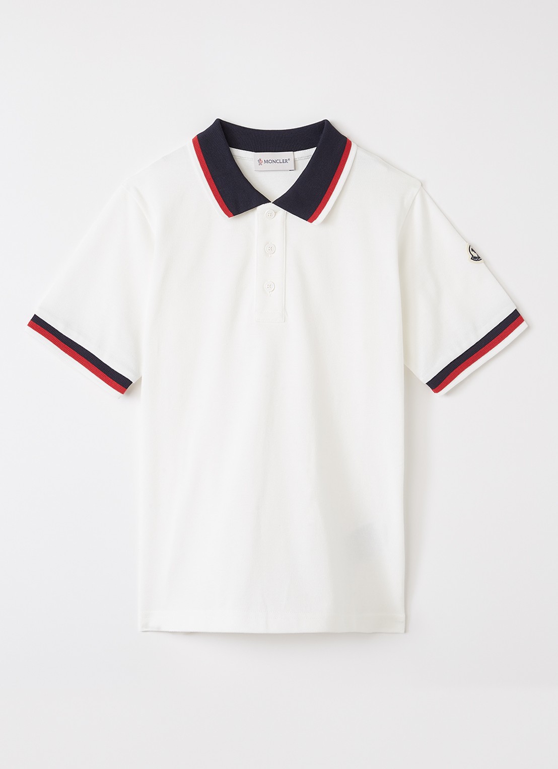 Moncler Maniche polo van piqué katoen met logo - voorkant wit