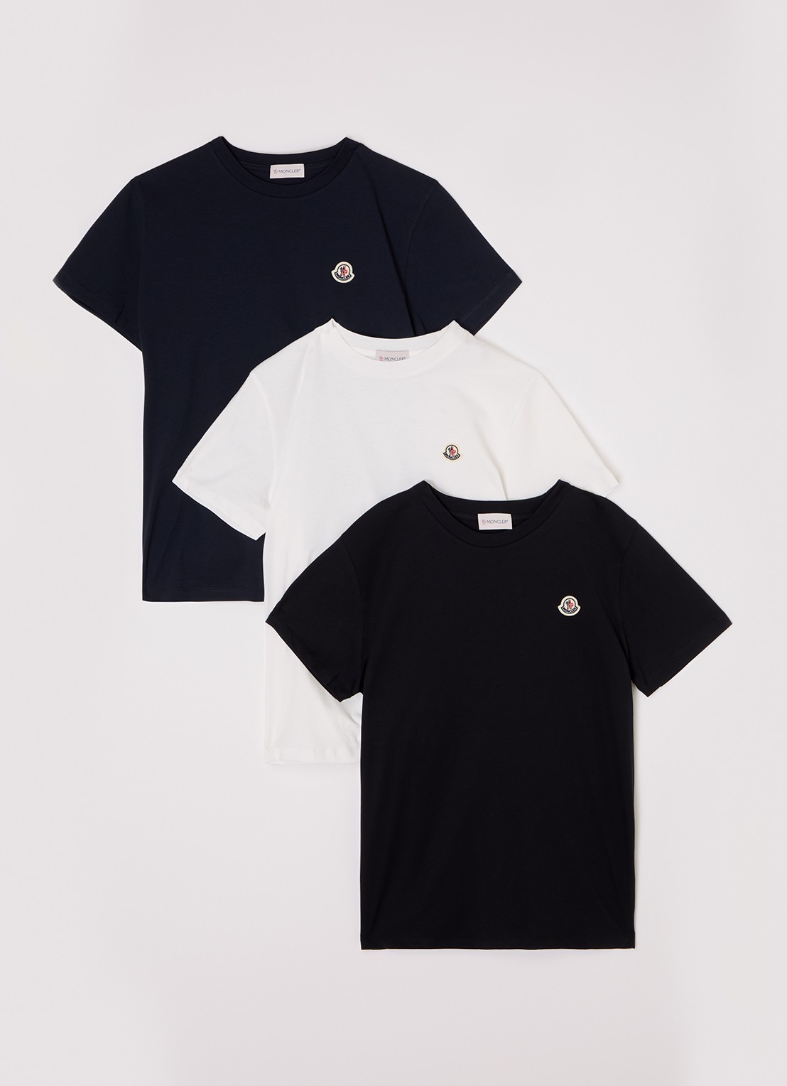 Moncler Maniche T-shirt met logo in 3-pack - voorkant zwart