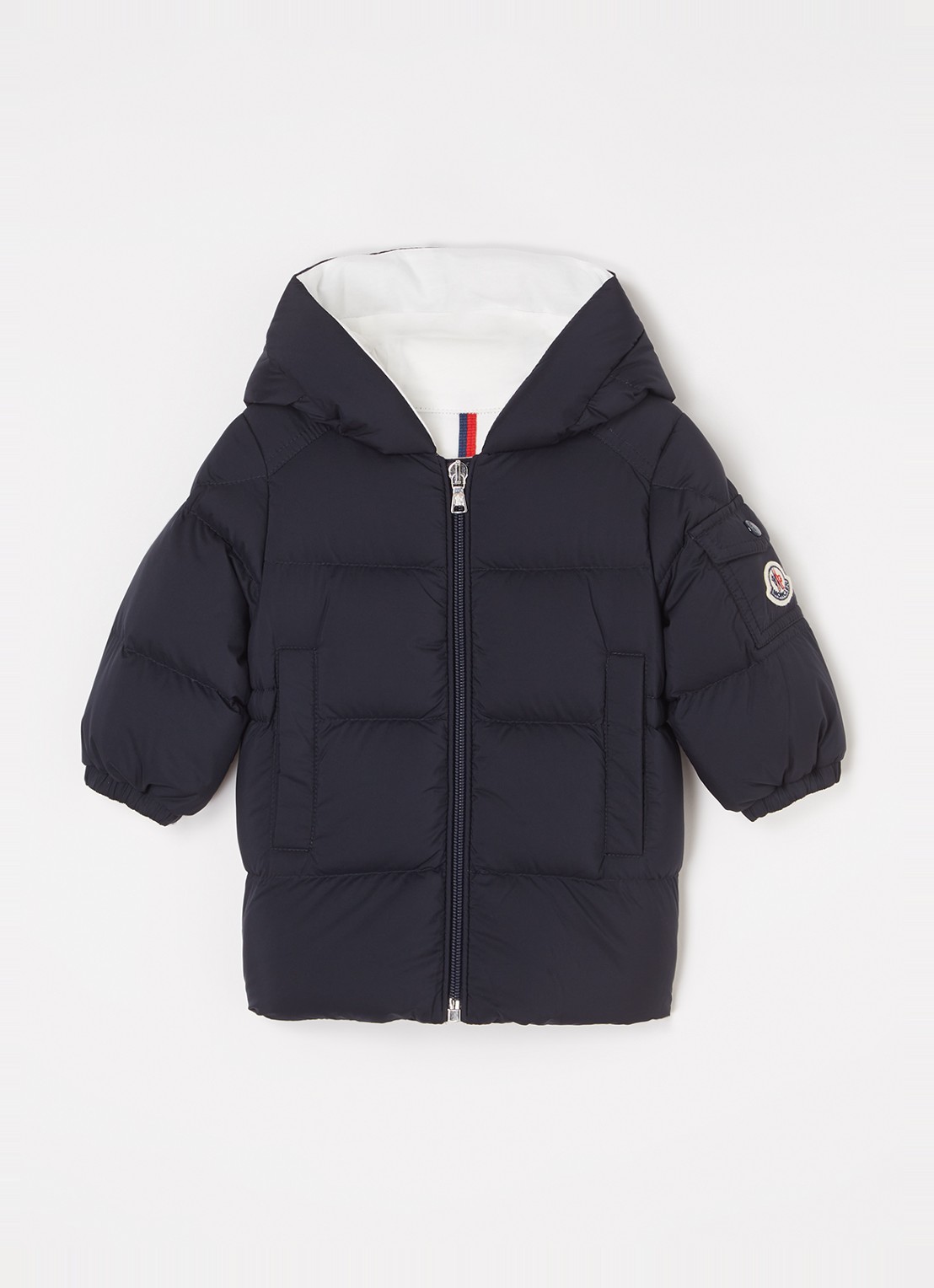 Moncler Marat gewatteerde jas met donsvulling en capuchon - voorkant donkerblauw