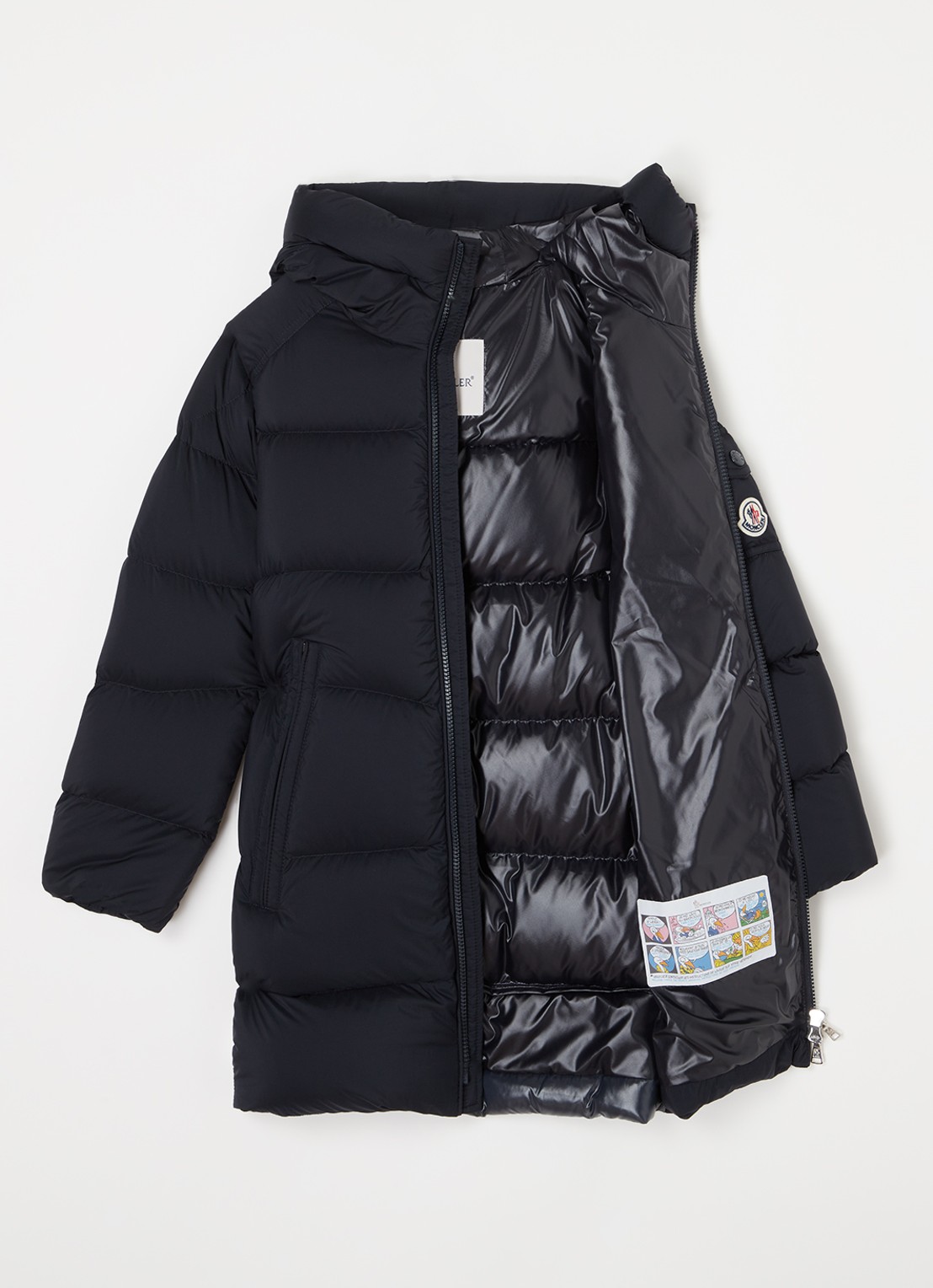 Moncler Marat longline puffer jas met donsvulling en capuchon - voorkant 3 blauw