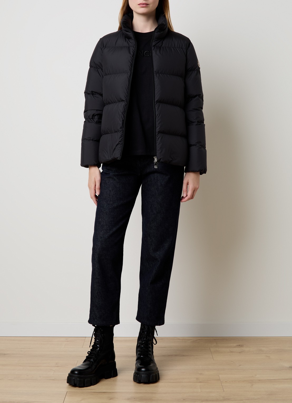 Moncler Mauzun puffer jack met donsvulling - voorkant 3 zwart