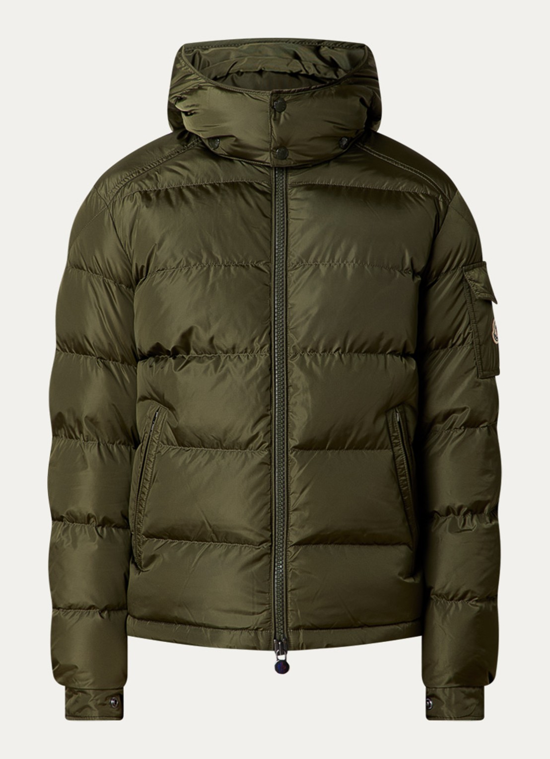 Moncler Maya puffer jack met donsvulling en afneembare capuchon - voorkant 2 bronsgroen