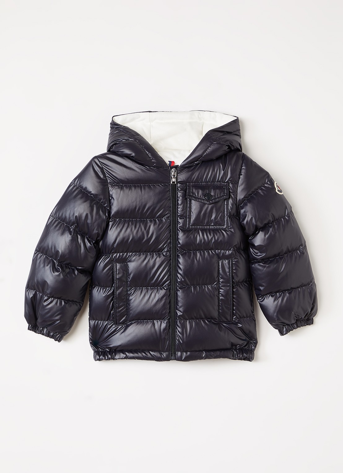 Moncler Mesles pufferjack met donsvulling - voorkant donkerblauw