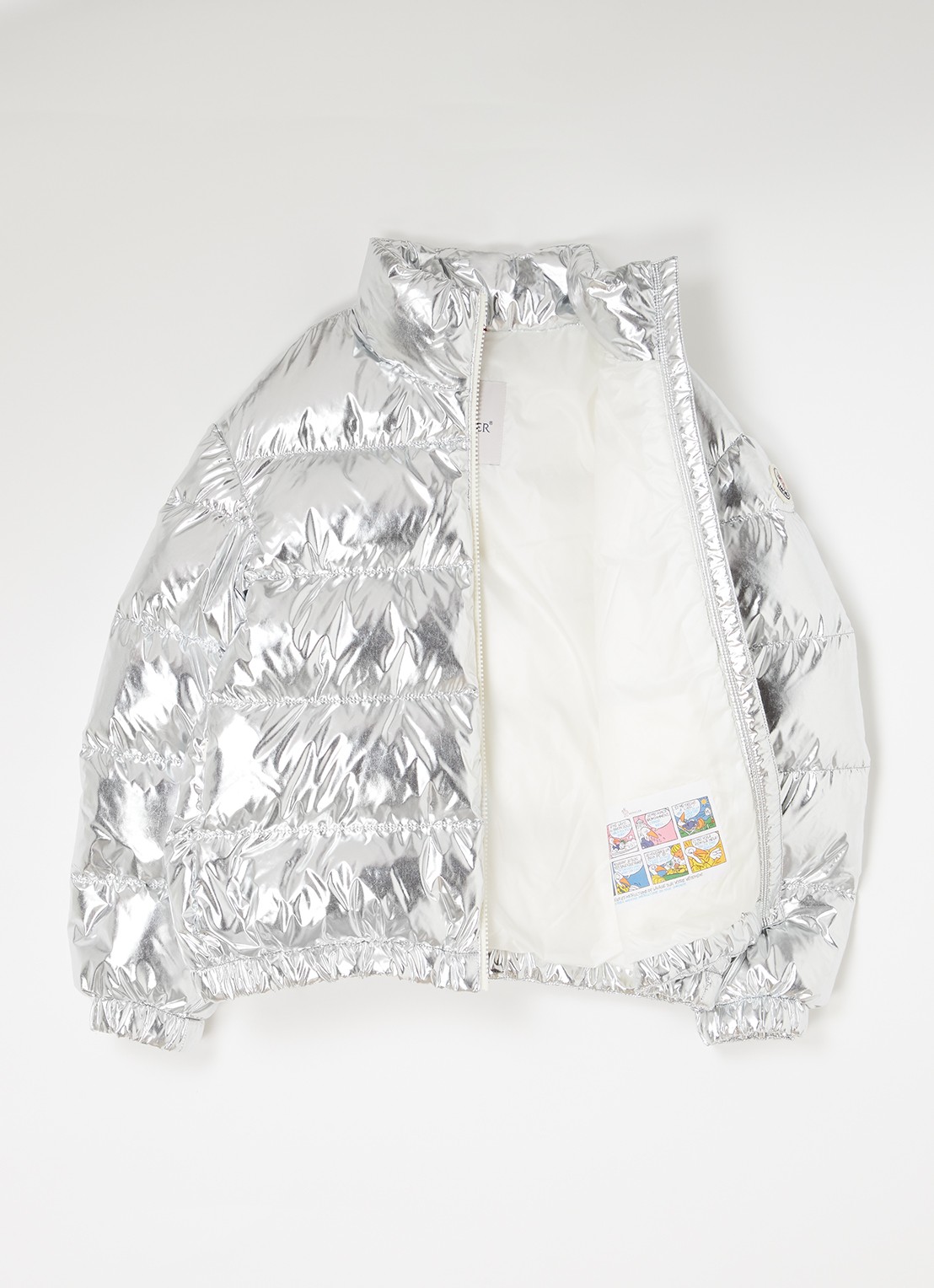Moncler Meuse gewatteerd jack met donsvulling en metallic finish - voorkant 2 zilver