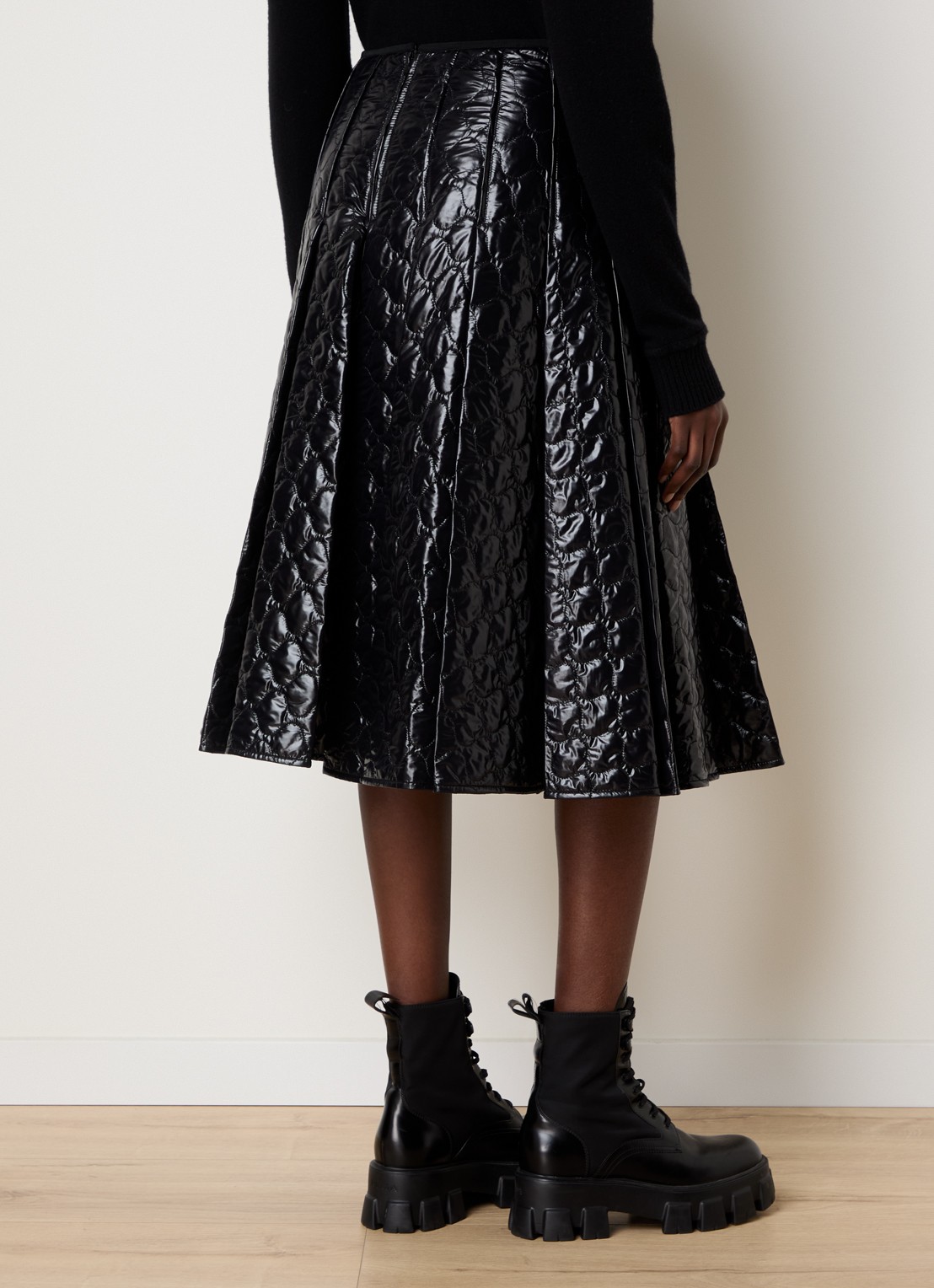 Moncler Midi rok met quilt patroon - achterkant zwart