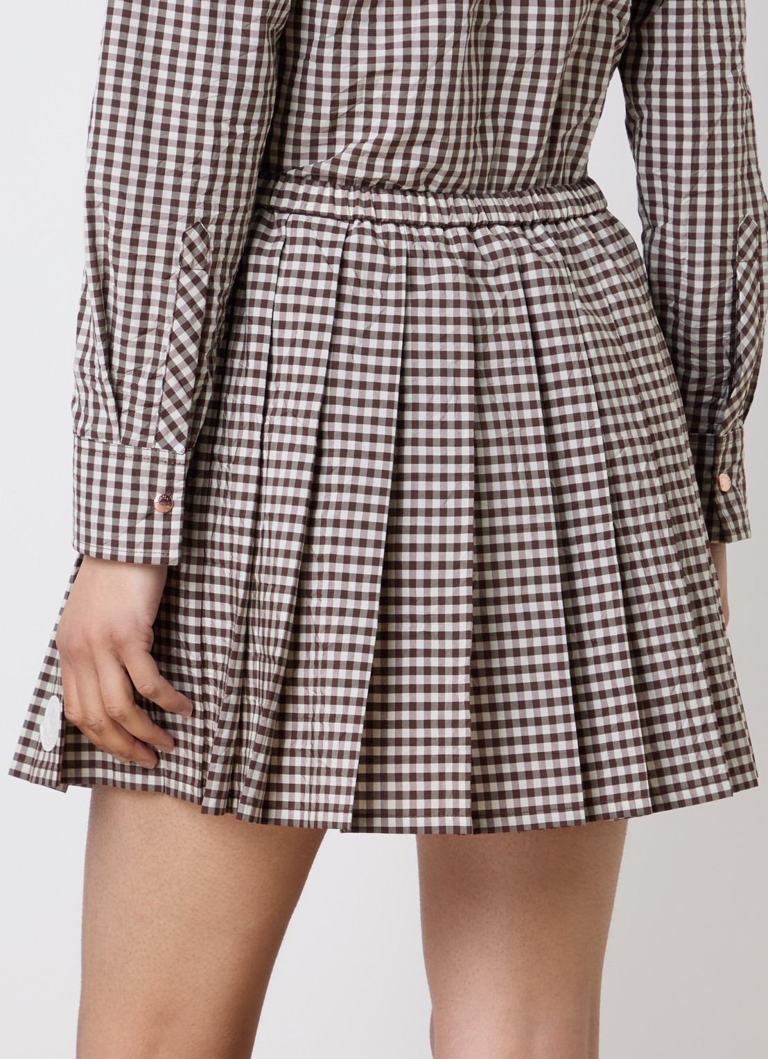 Moncler Mini A-lijn rok met ruitdessin - achterkant 5 bruin