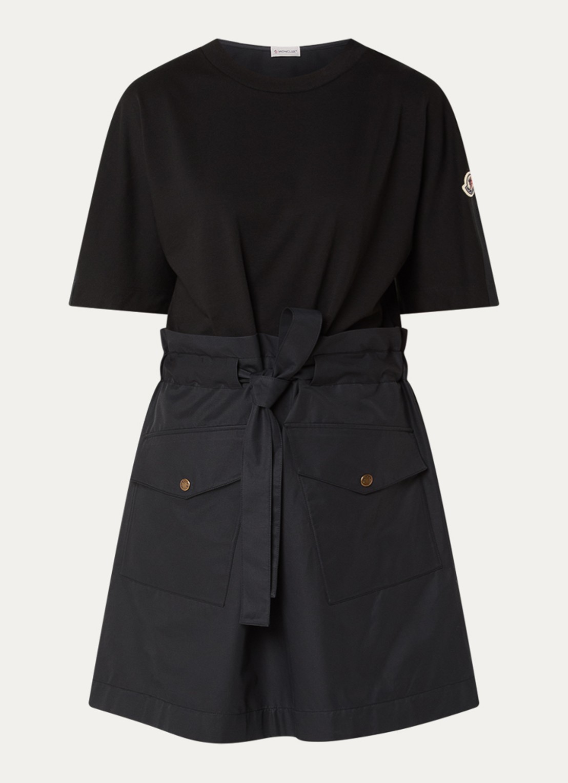 Moncler Mini jurk met klepzakken en logo - voorkant 3 zwart