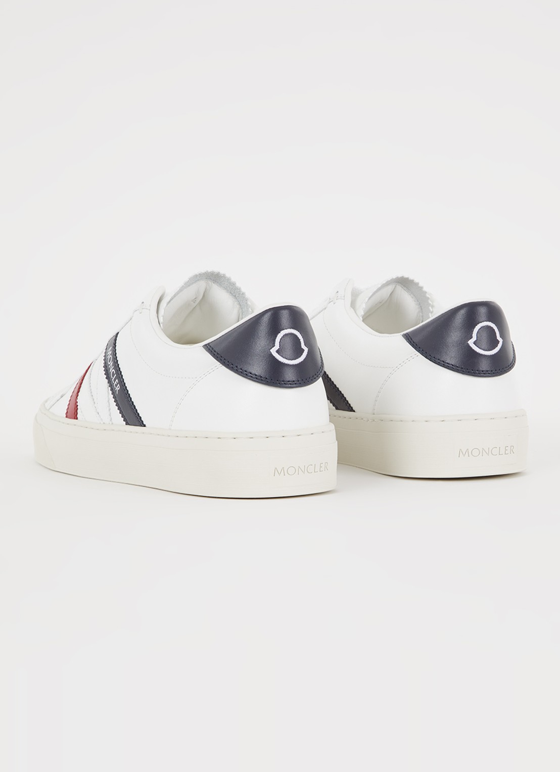 Moncler Monaco sneaker van kalfsleer met logo - achterkant 3 wit