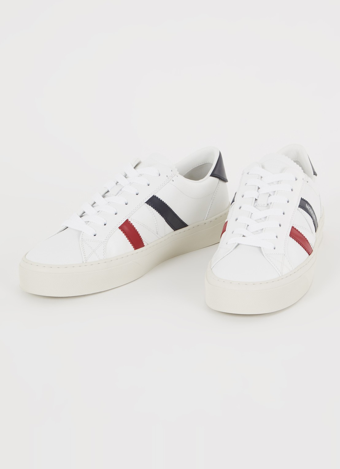 Moncler Monaco sneaker van kalfsleer met logo - detail 4 wit