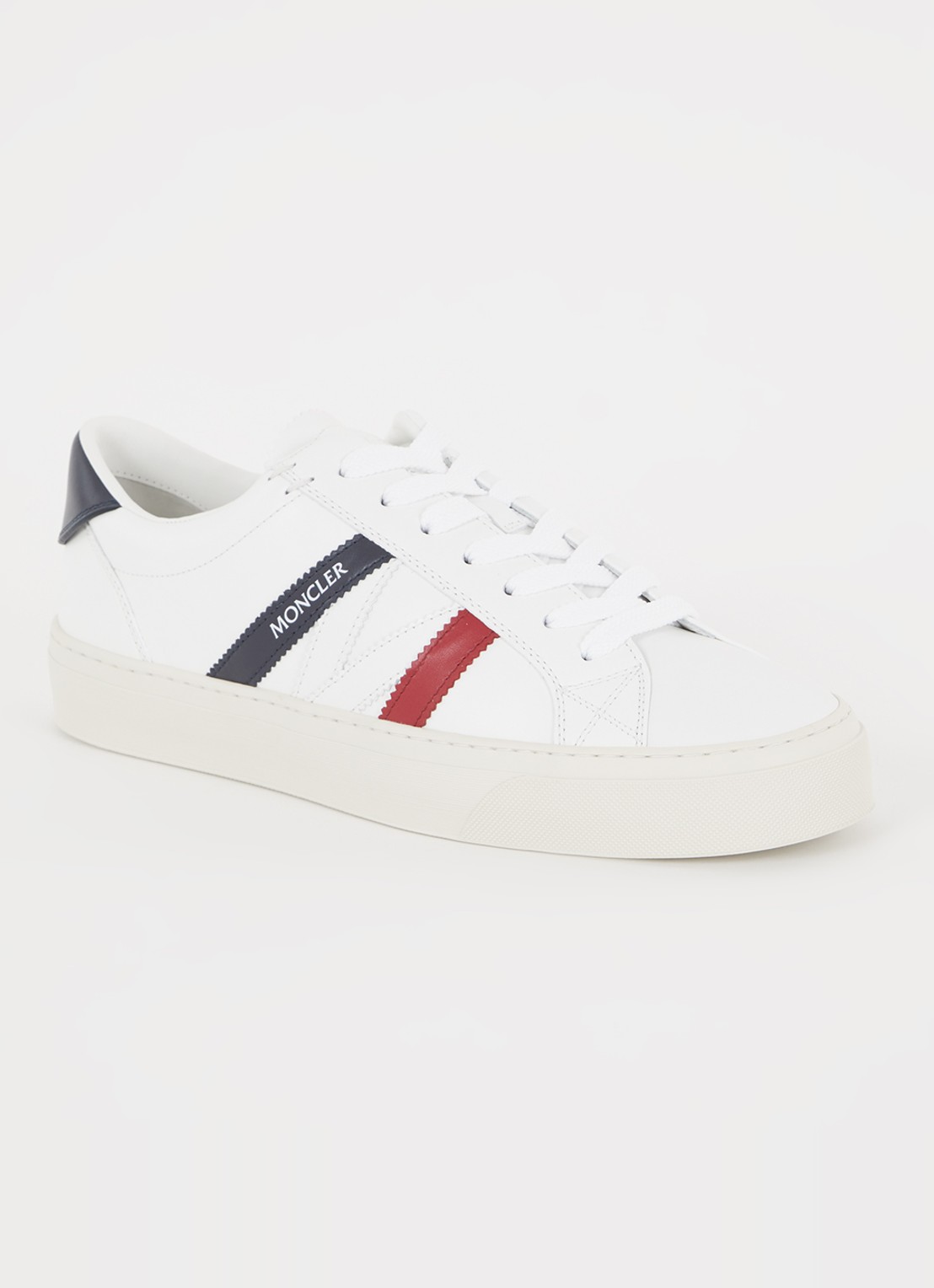 Moncler Monaco sneaker van kalfsleer met logo - voorkant wit