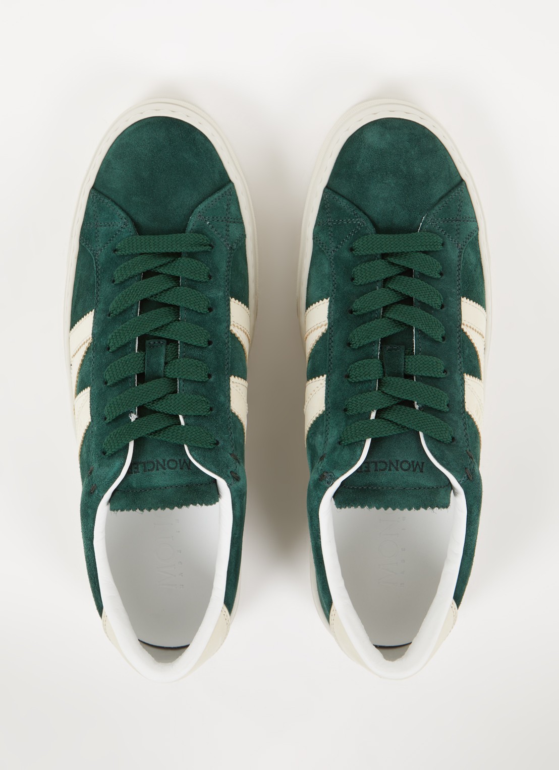 Moncler Monaco2 sneaker van suède en nubuck met logo - detail 2 groen