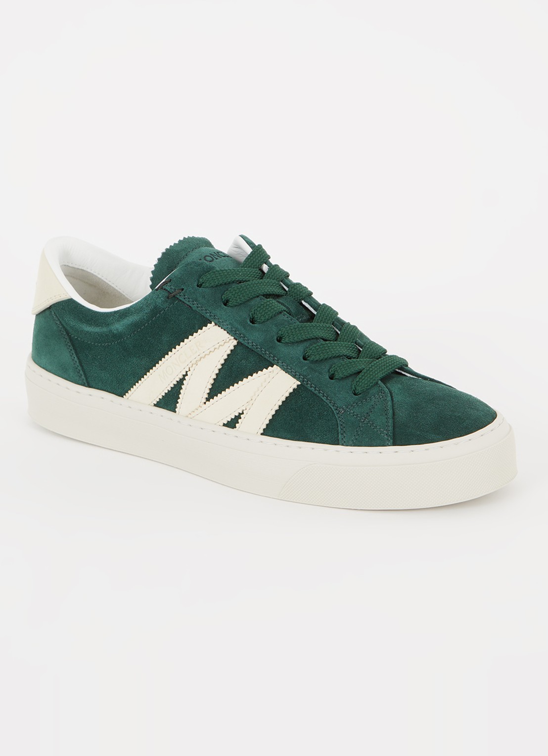 Moncler Monaco2 sneaker van suède en nubuck met logo - voorkant 5 groen