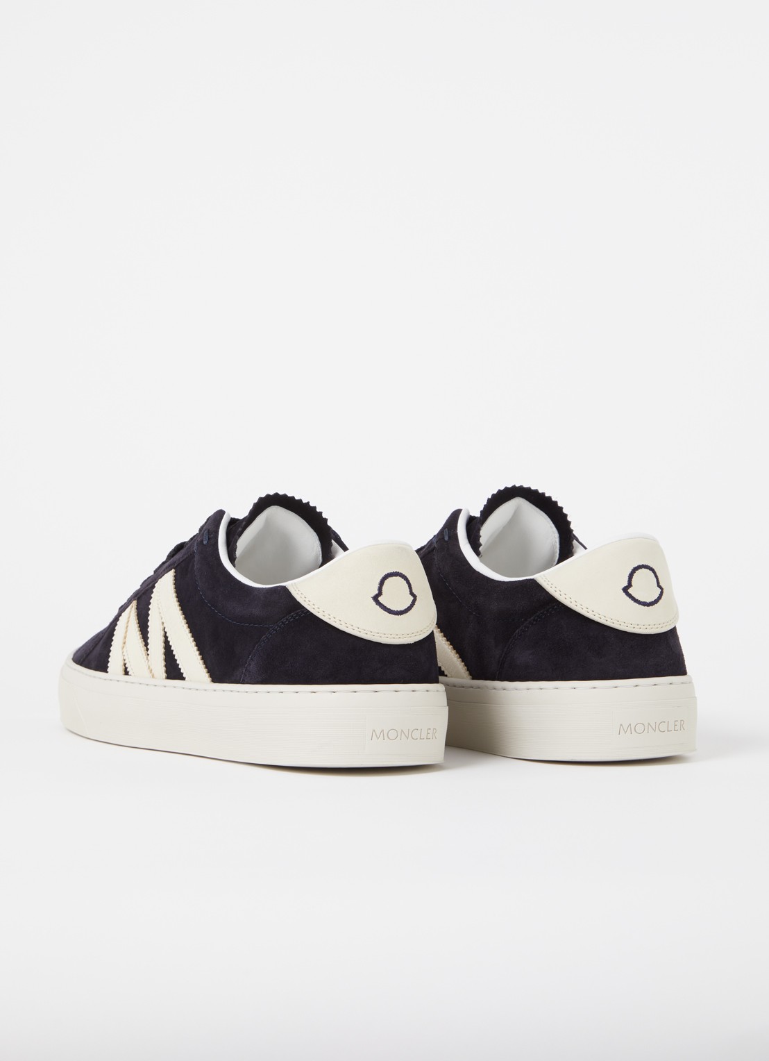 Moncler Monaco2 sneaker van suède met nubuck details - achterkant 3 donkerblauw