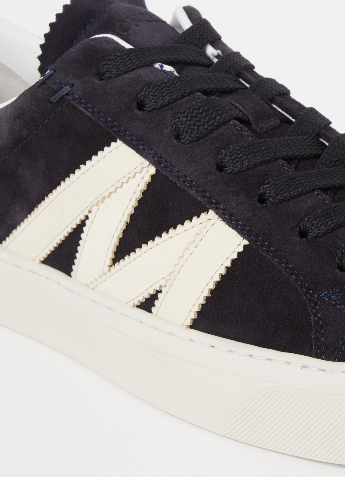 Moncler Monaco2 sneaker van suède met nubuck details - detail 7 donkerblauw