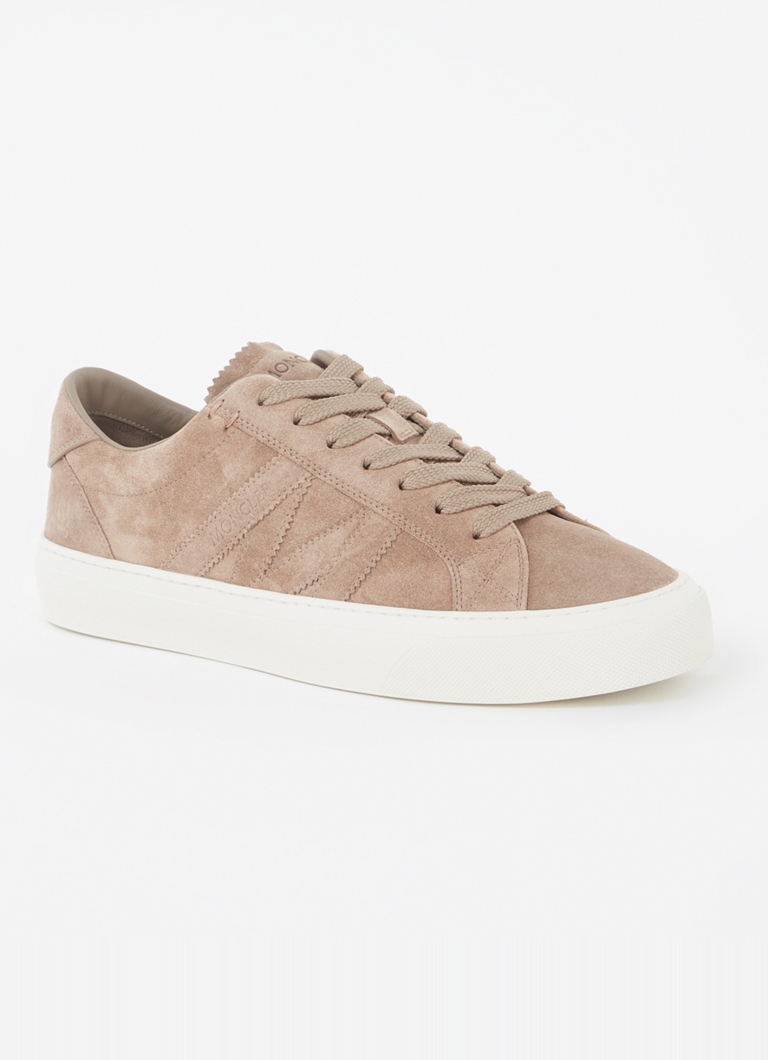 Moncler Monaco2 sneaker van suéde - voorkant 2 lichtbruin