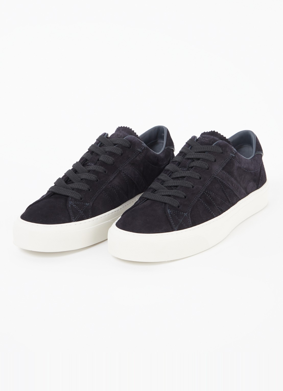Moncler Monaco2 sneaker van suède - detail 4 donkerblauw