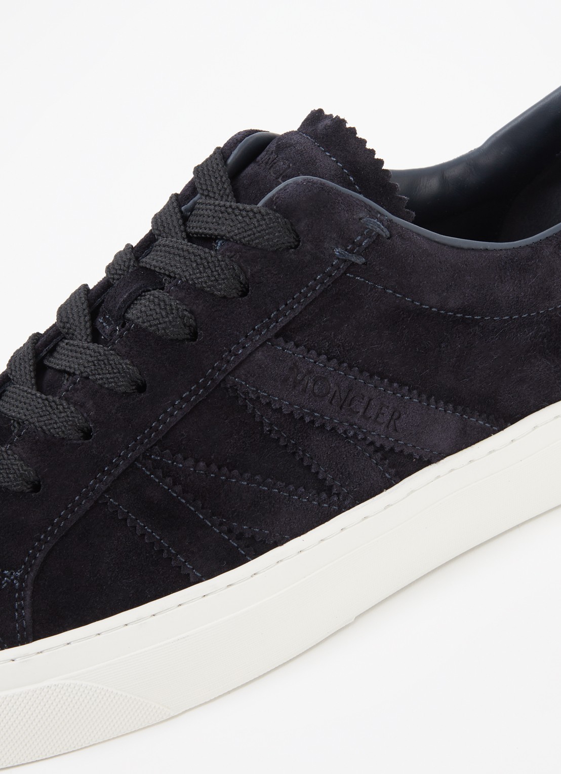 Moncler Monaco2 sneaker van suède - detail 7 donkerblauw