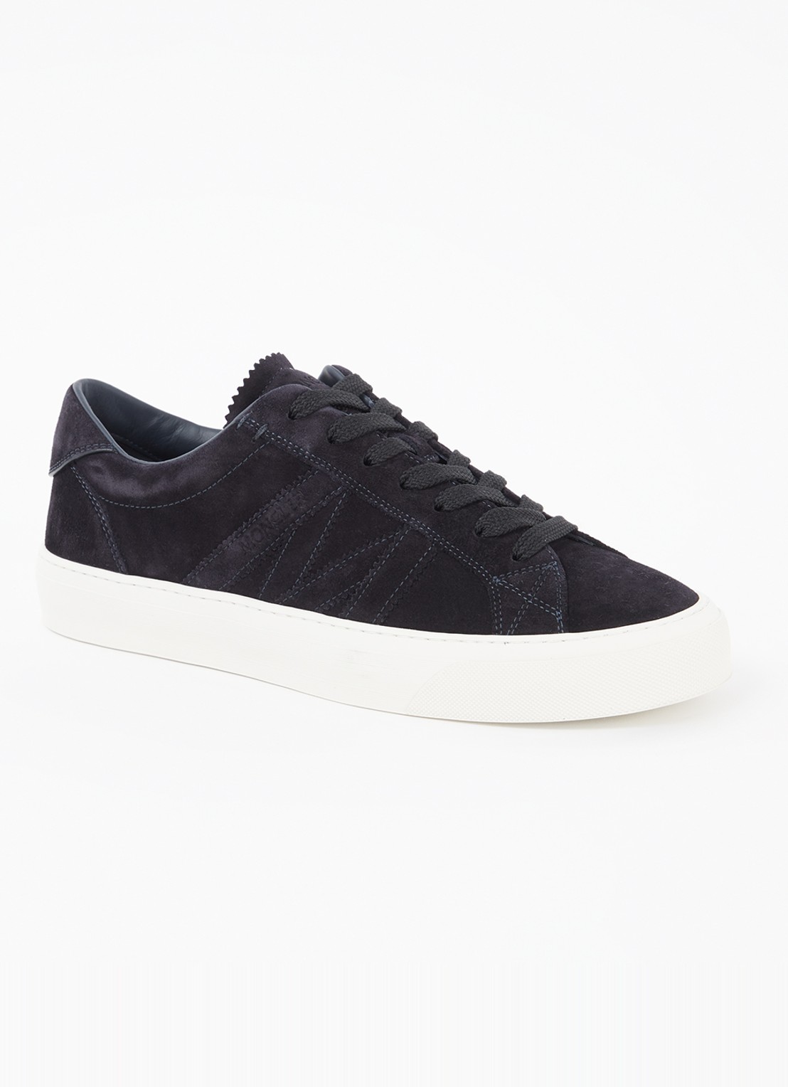 Moncler Monaco2 sneaker van suède - voorkant donkerblauw