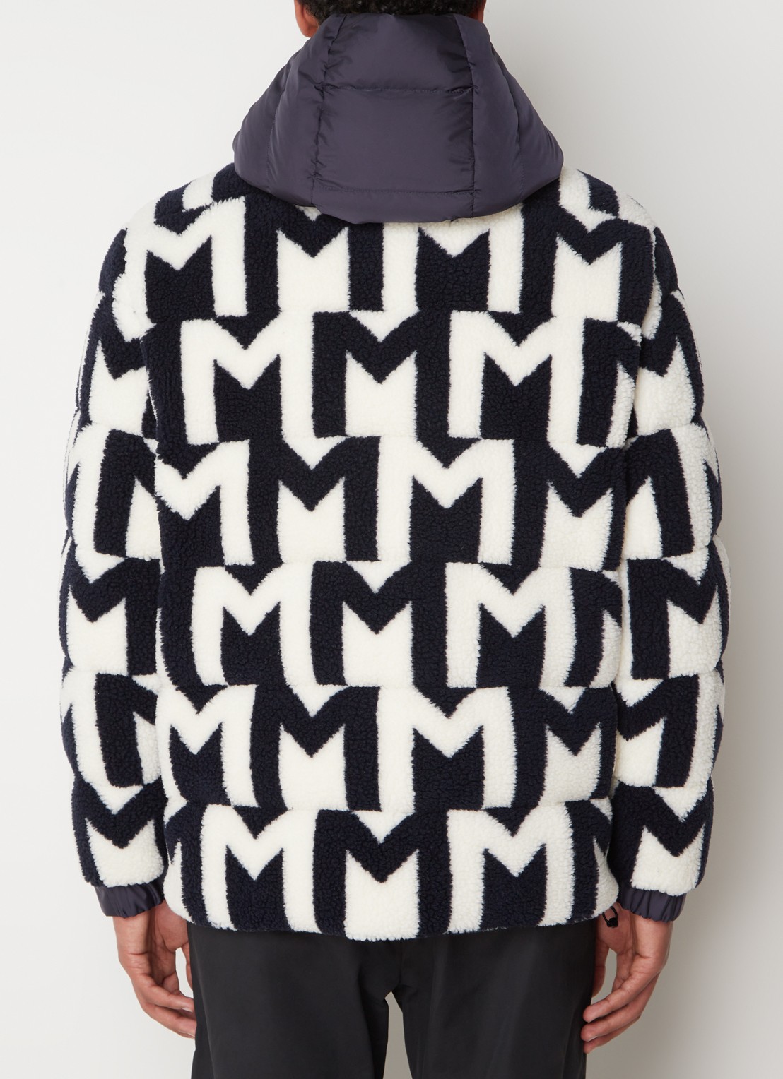 Moncler Mondego reversible puffer jack met donsvulling en ritszakken - achterkant donkerblauw