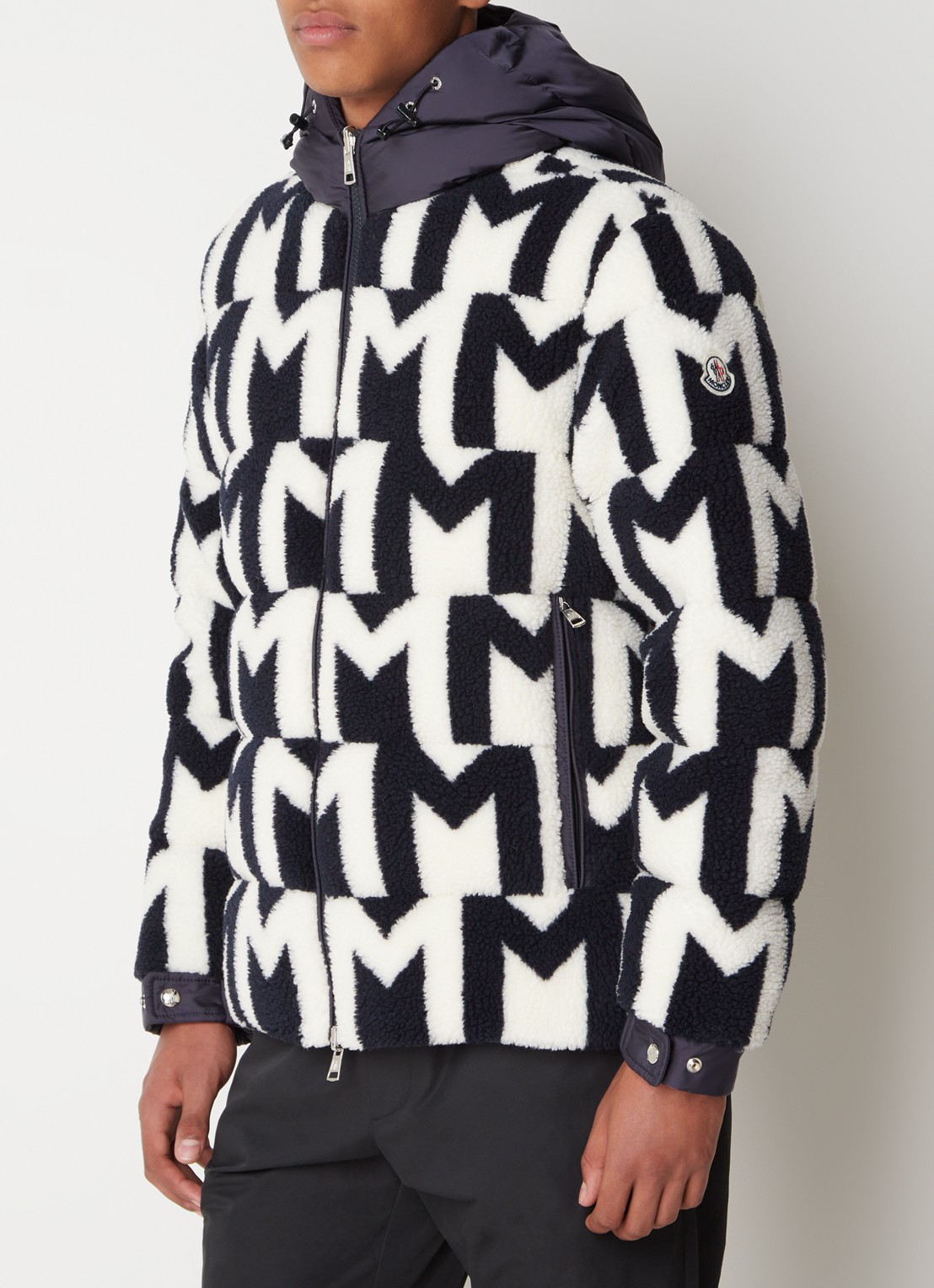 Moncler Mondego reversible puffer jack met donsvulling en ritszakken - detail 5 donkerblauw
