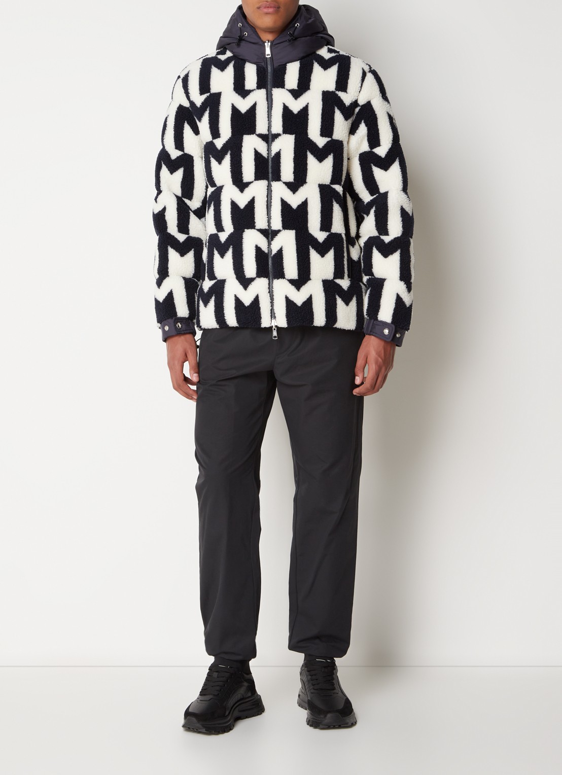 Moncler Mondego reversible puffer jack met donsvulling en ritszakken - voorkant 4 donkerblauw